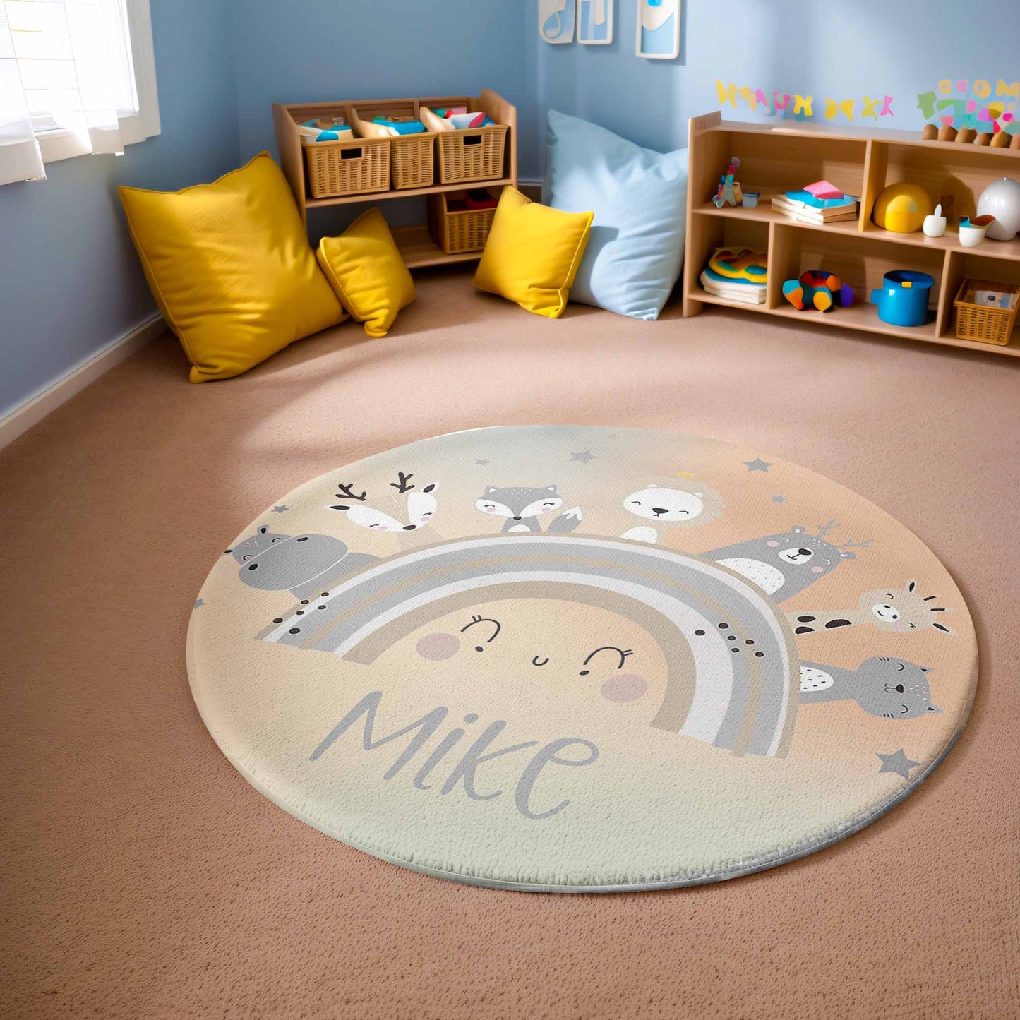 Rainbow Animals Round Rug