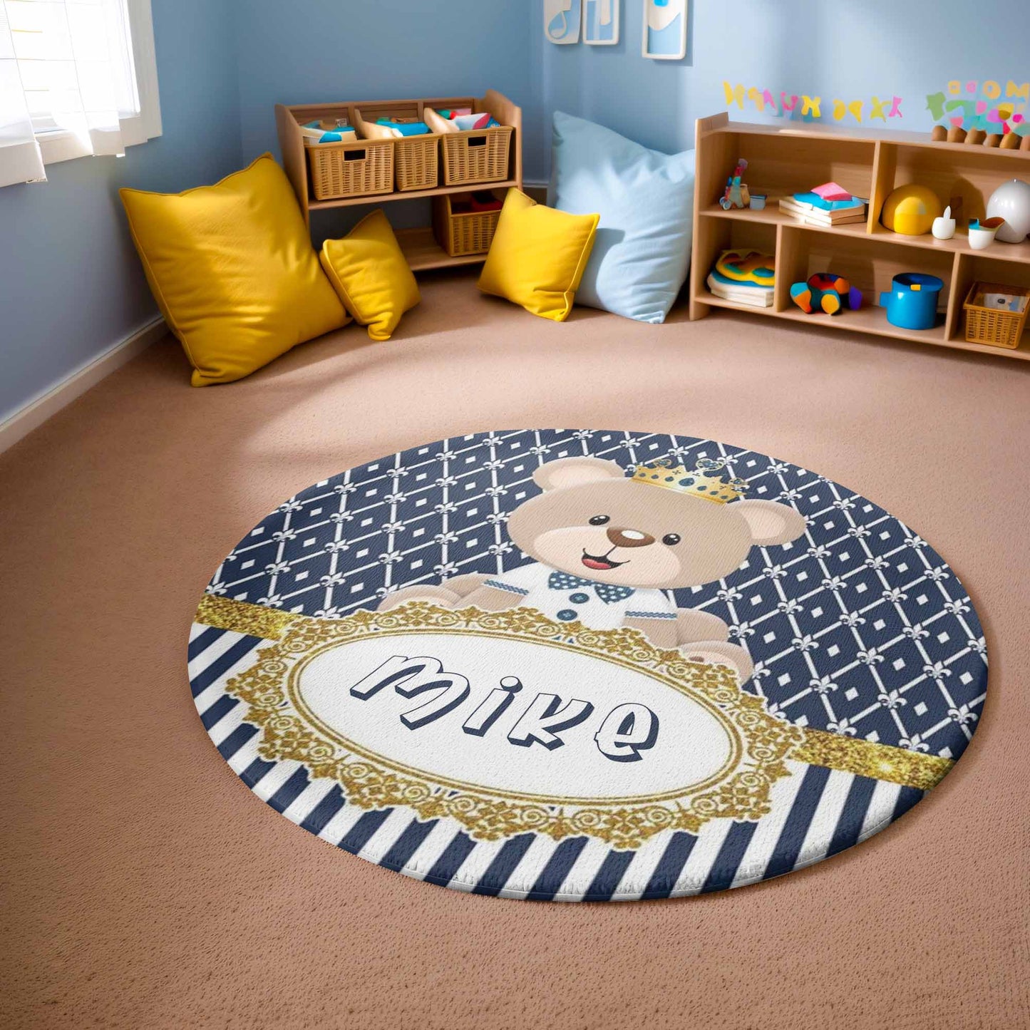 Royal Teddy Bear Round Rug
