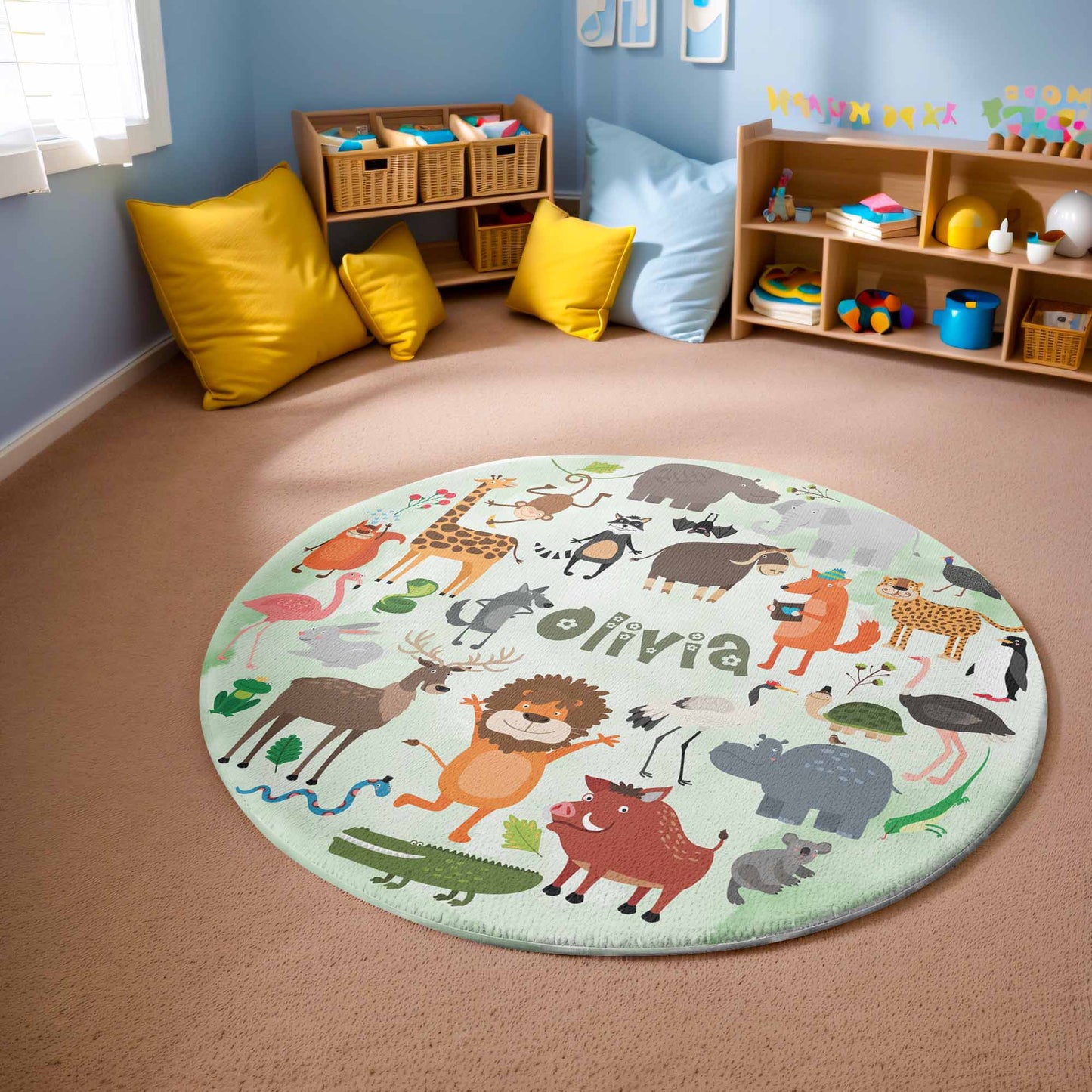 Safari Animals Round Rug