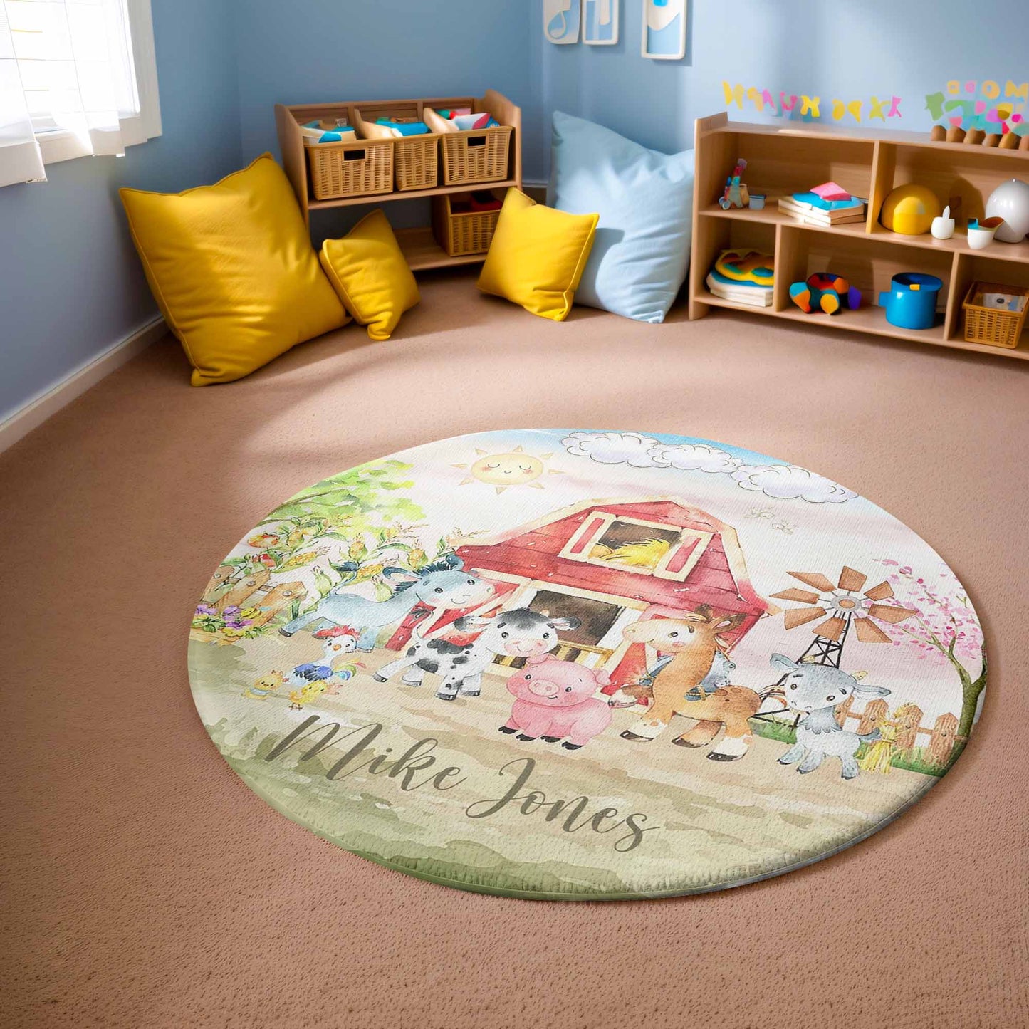 Farm Animals Round Rug