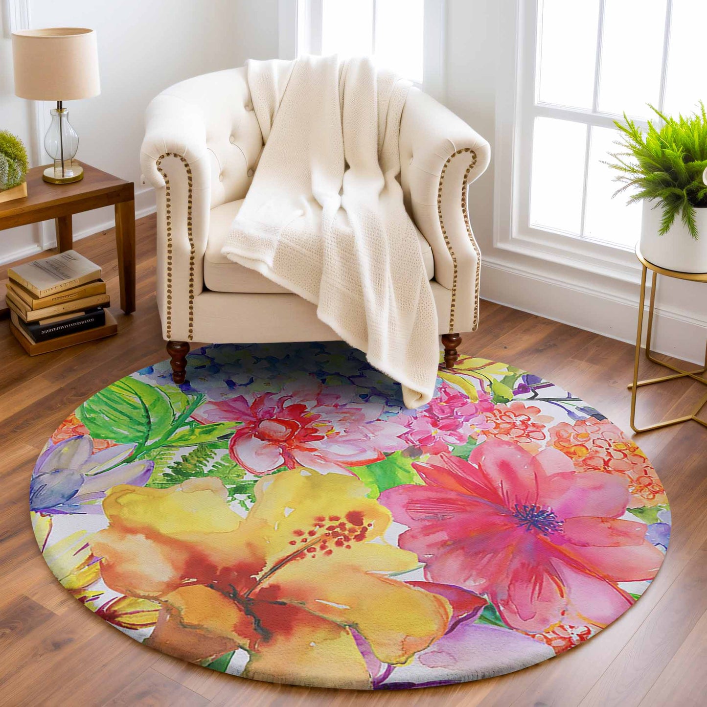 Spring Floral Round Rug