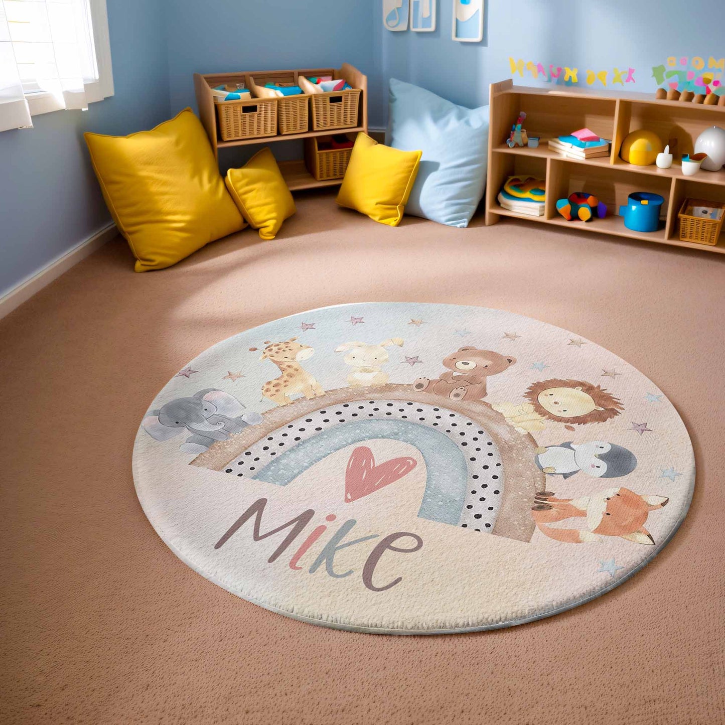 Rainbow Animals Round Rug