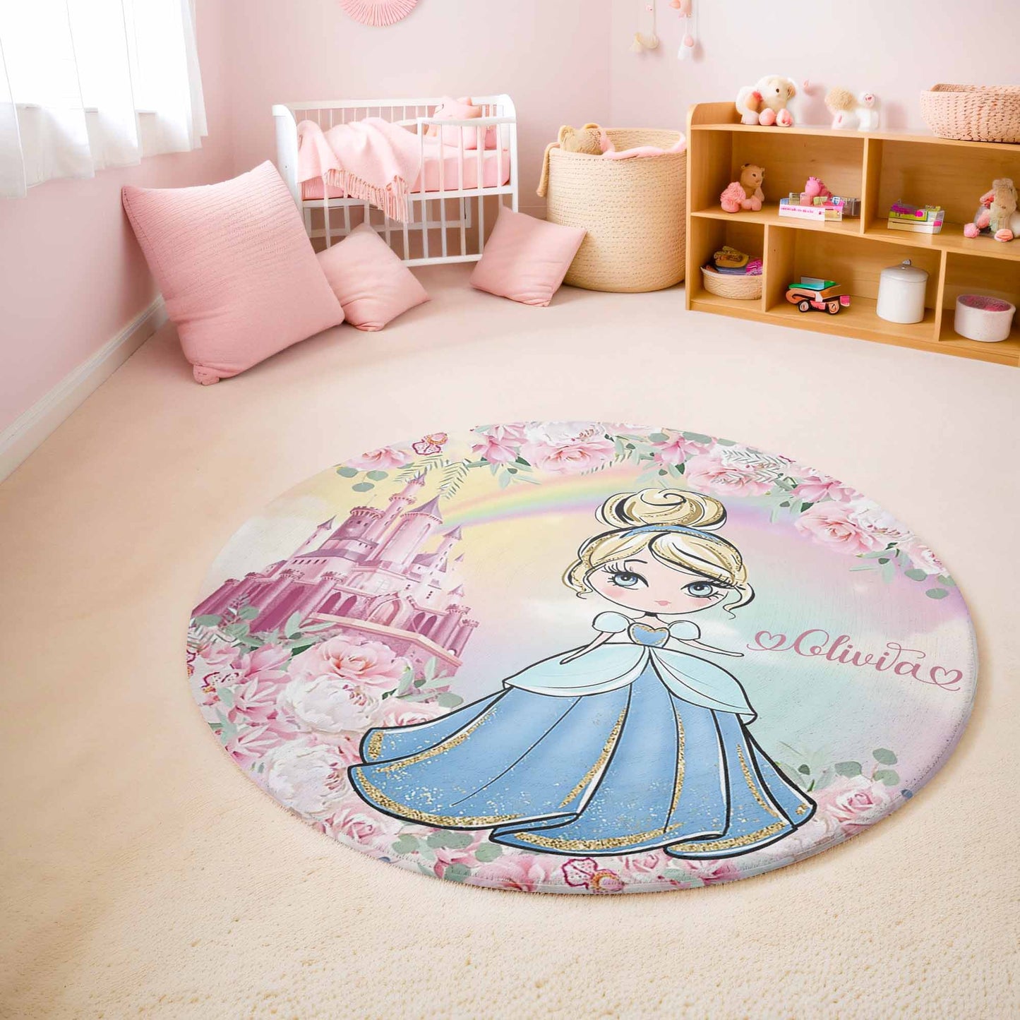 Little Princess Castle Round Rug