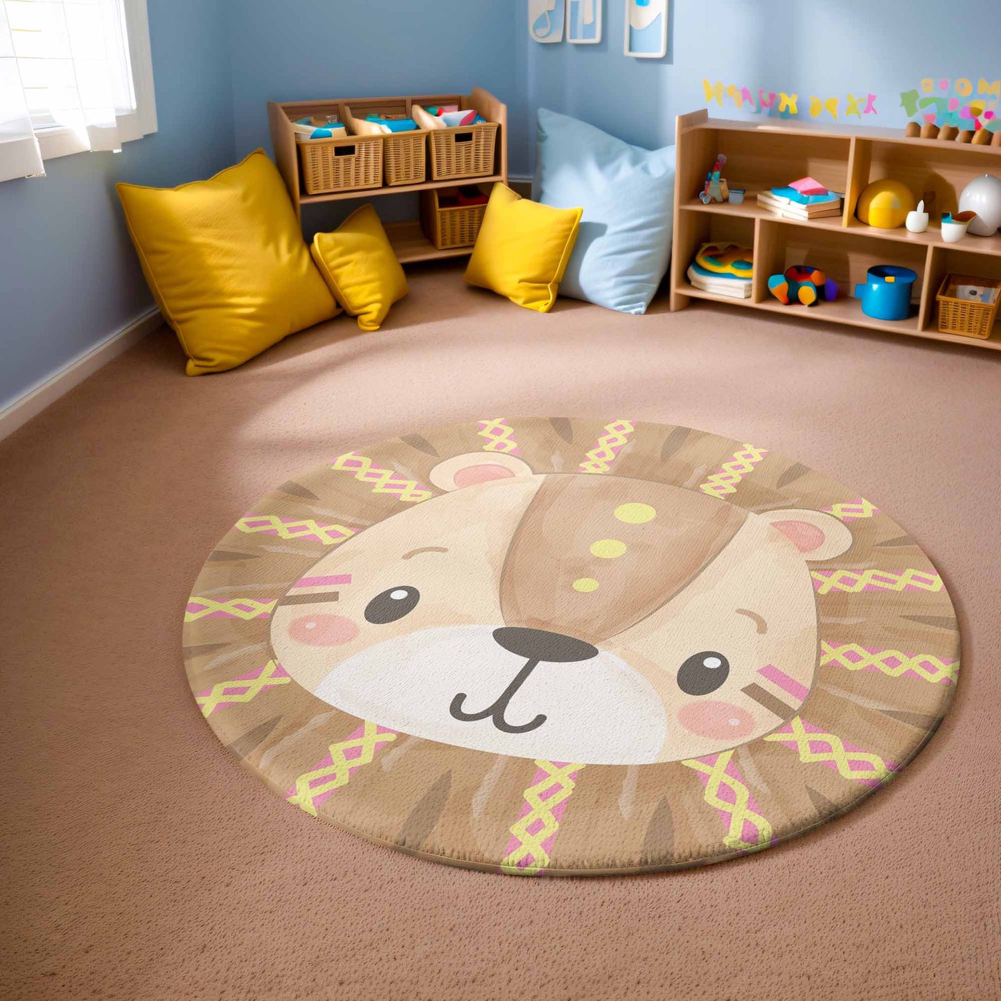 Lion Face Round Rug