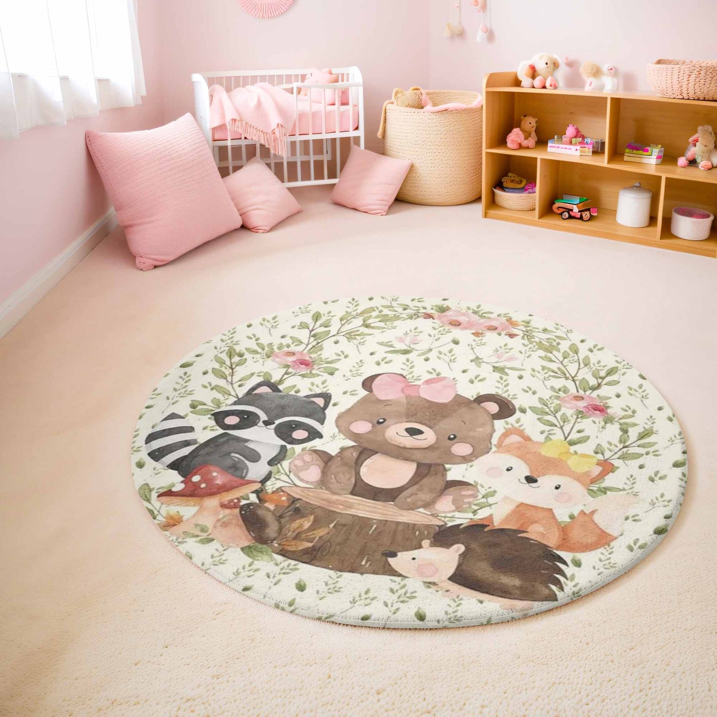 Woodland Animals Round Rug