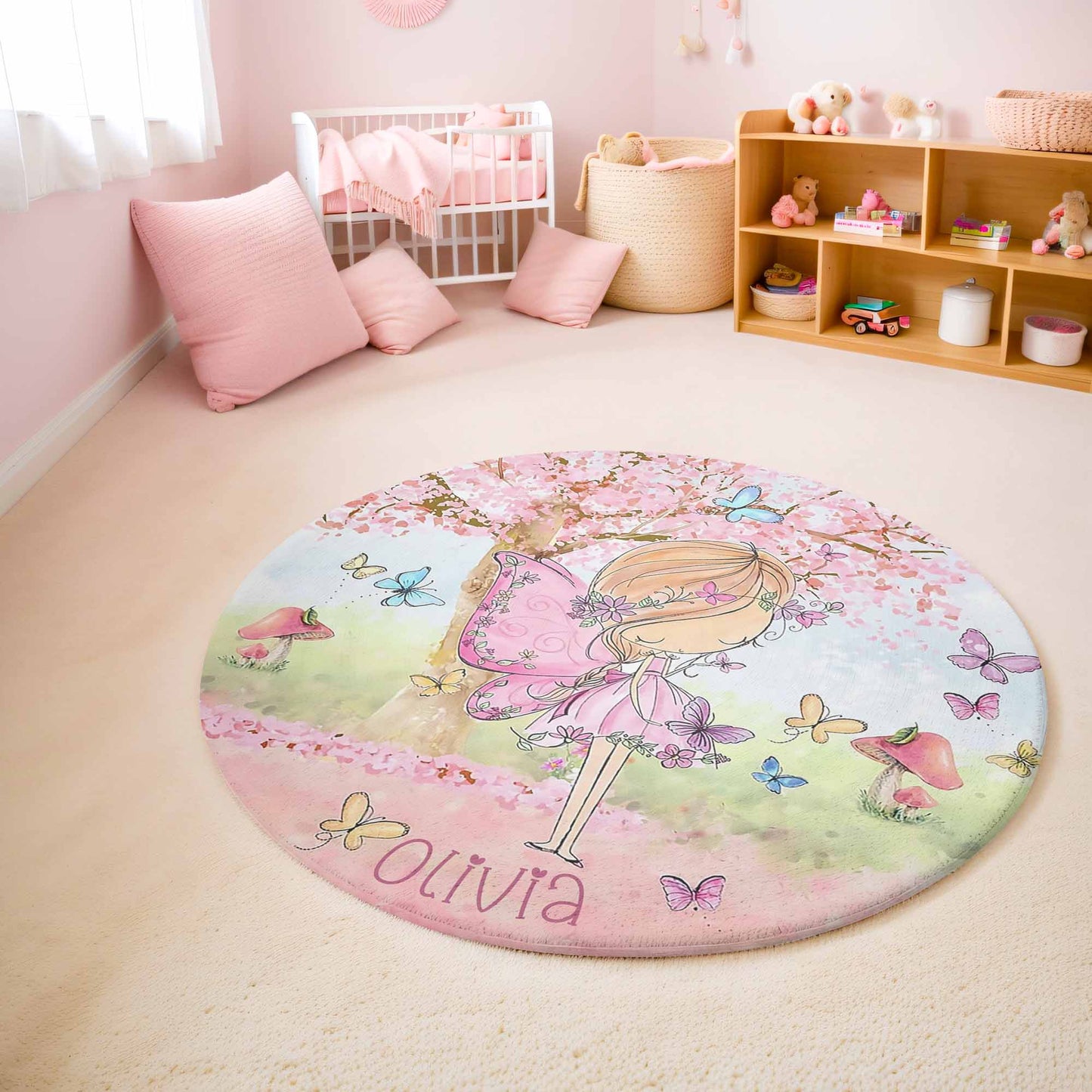 Fairy Cherry Blossom Round Rug