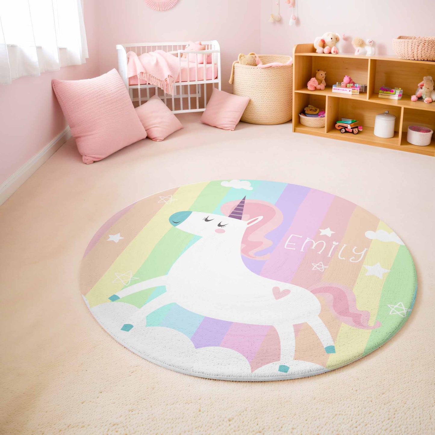 Rainbow Unicorn Round Rug