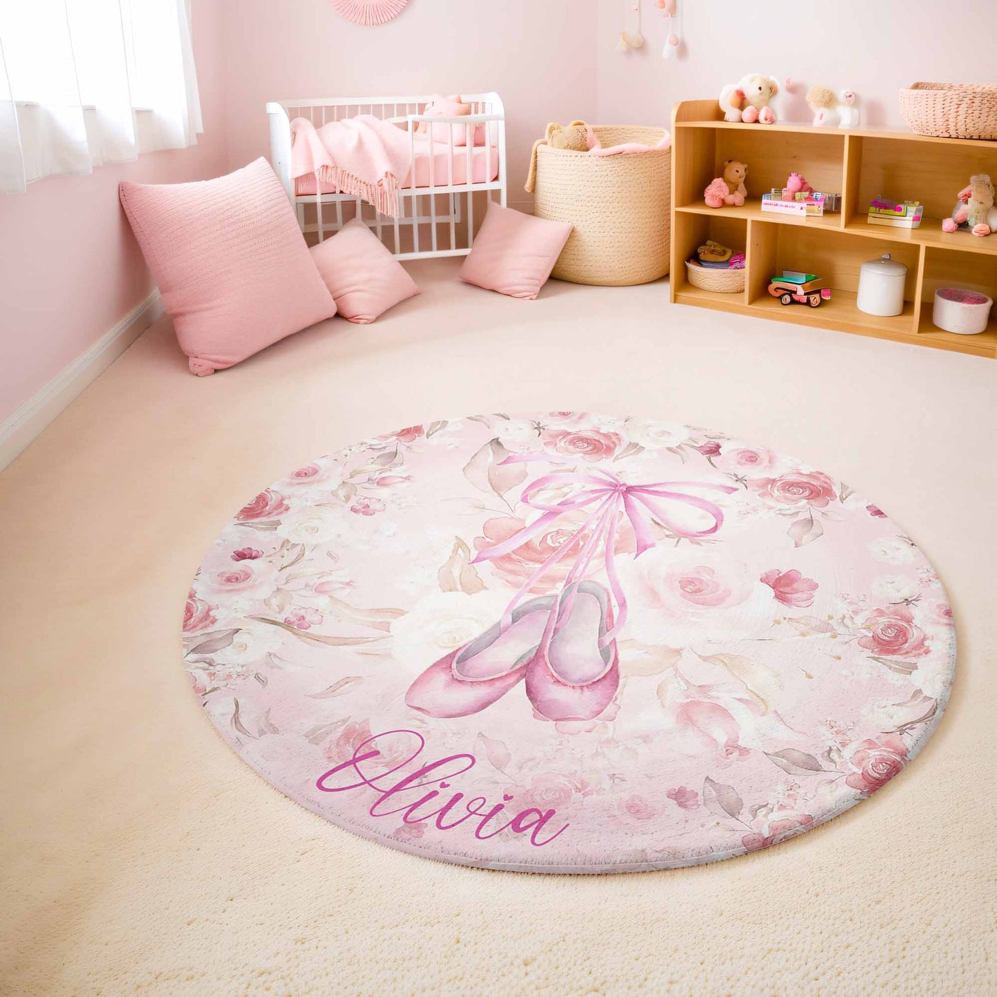 Ballerina Rose Floral Round Rug