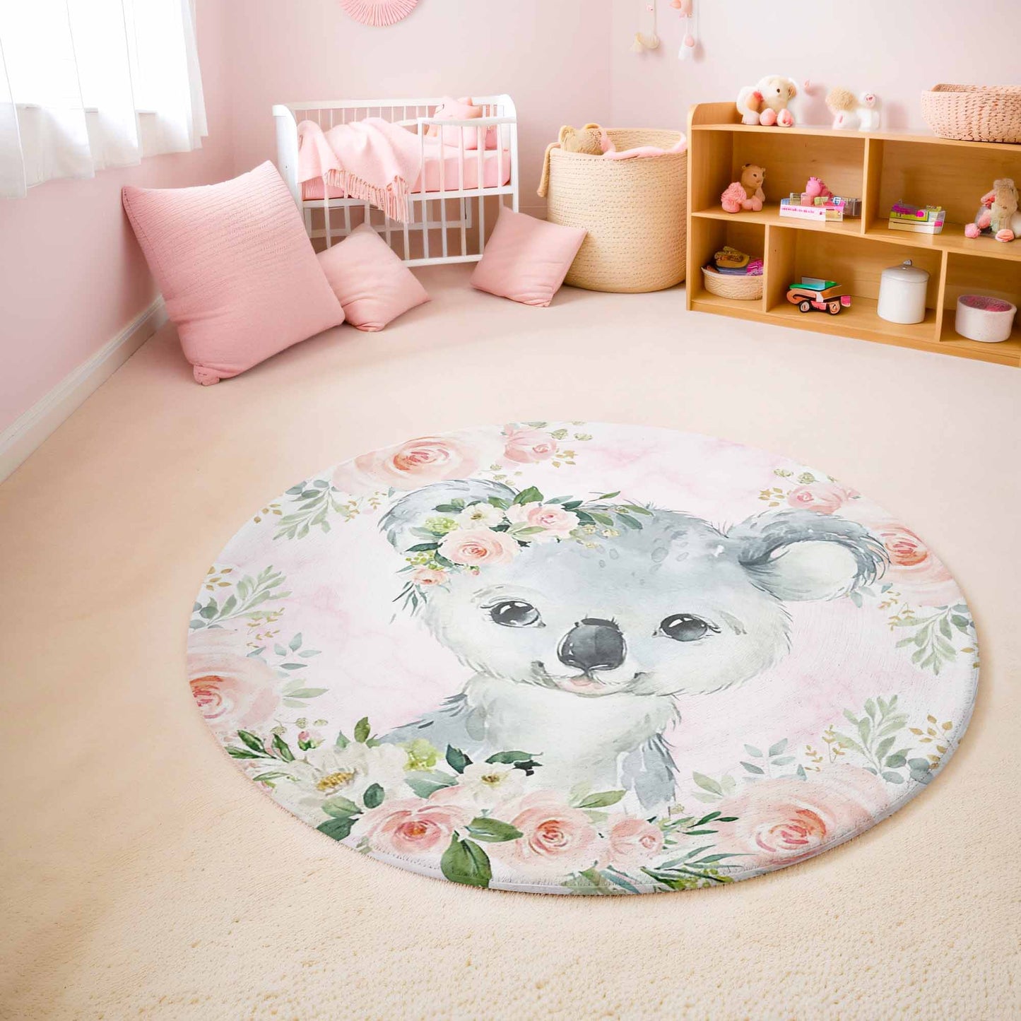Baby Koala Rose Floral Round Rug