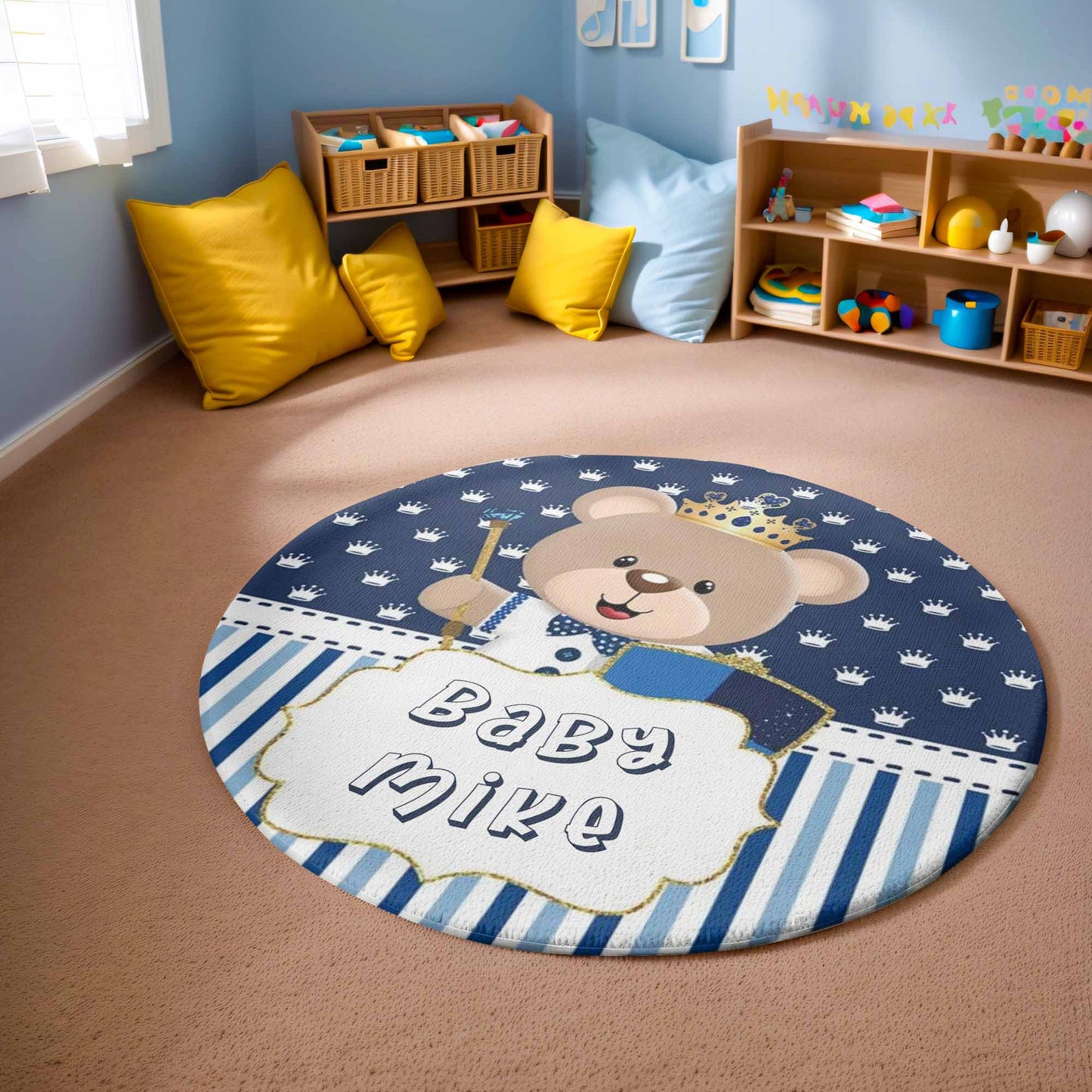 Royal Teddy Bear Round Rug