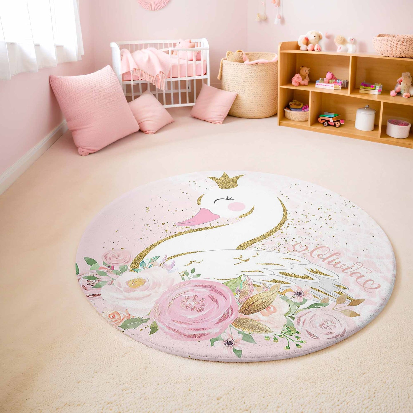 Princess Swan Round Rug