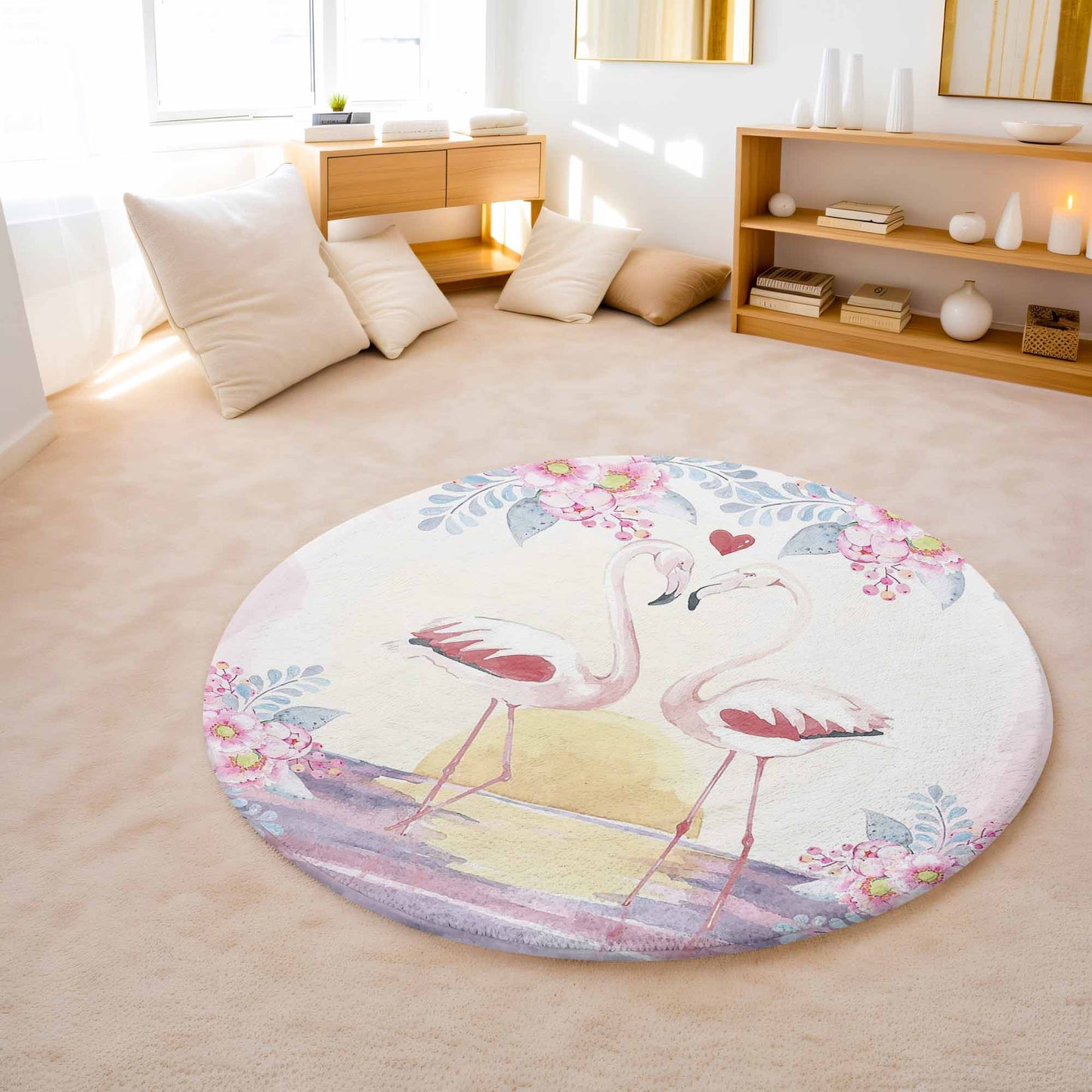 Flamingo Love Round Rug