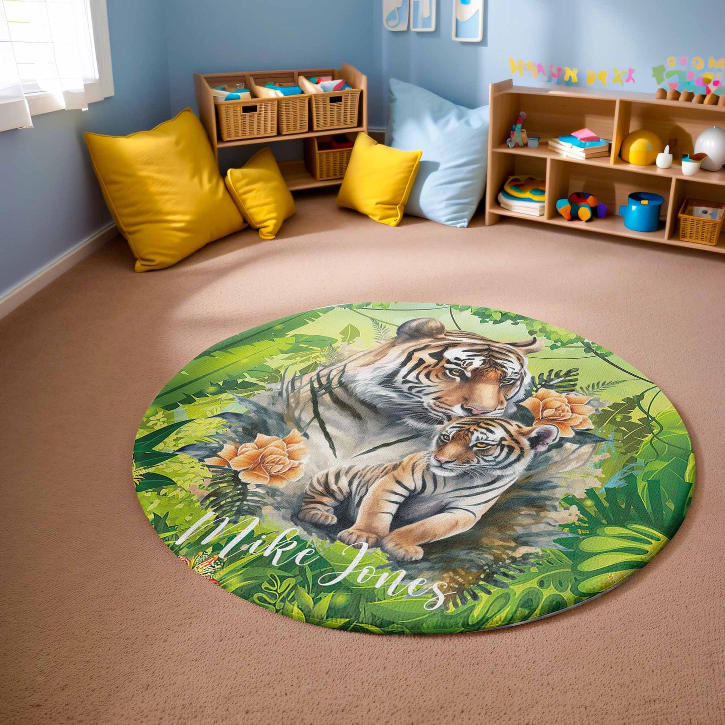 Mom And Baby Tiger Round Rug