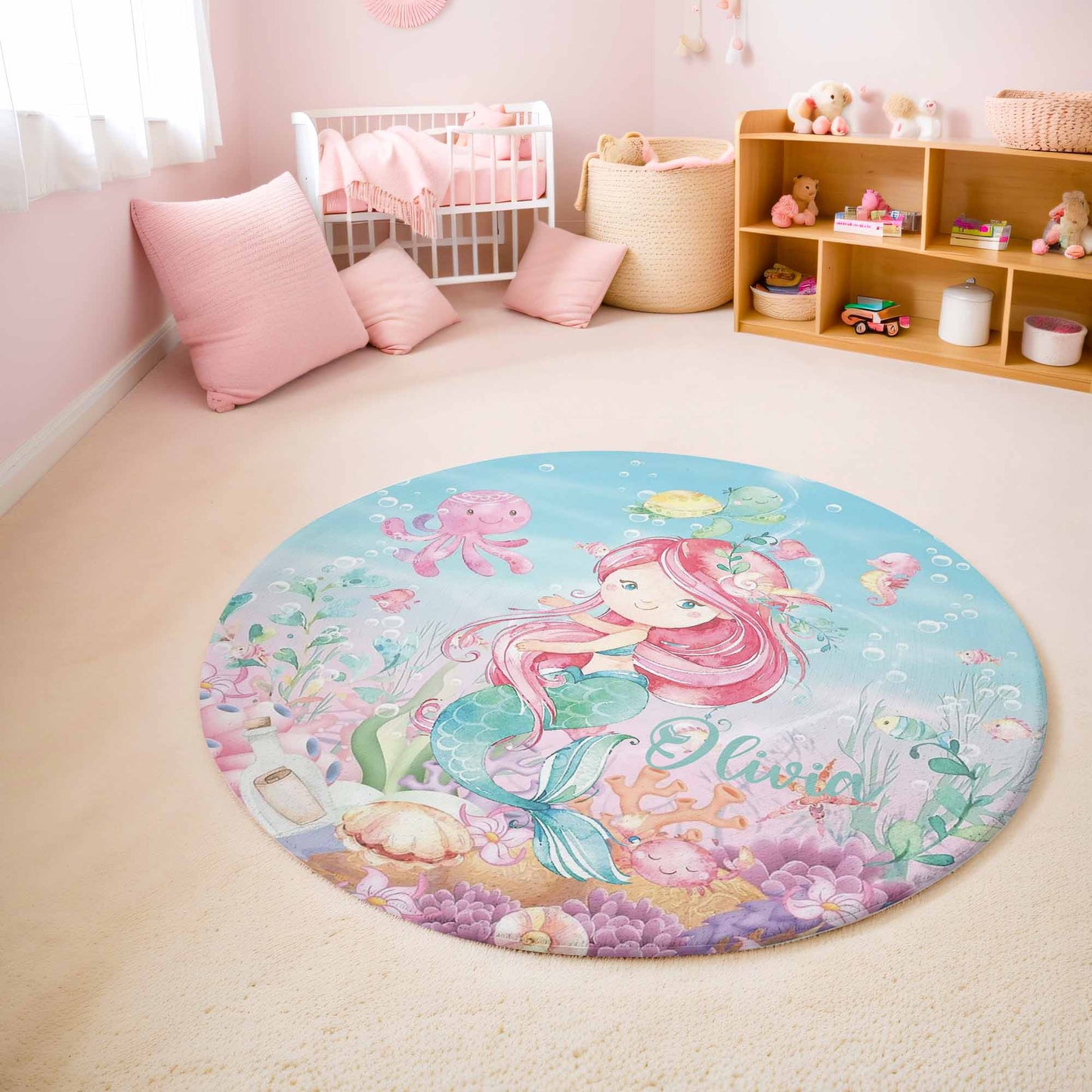 Ocean Mermaid Round Rug