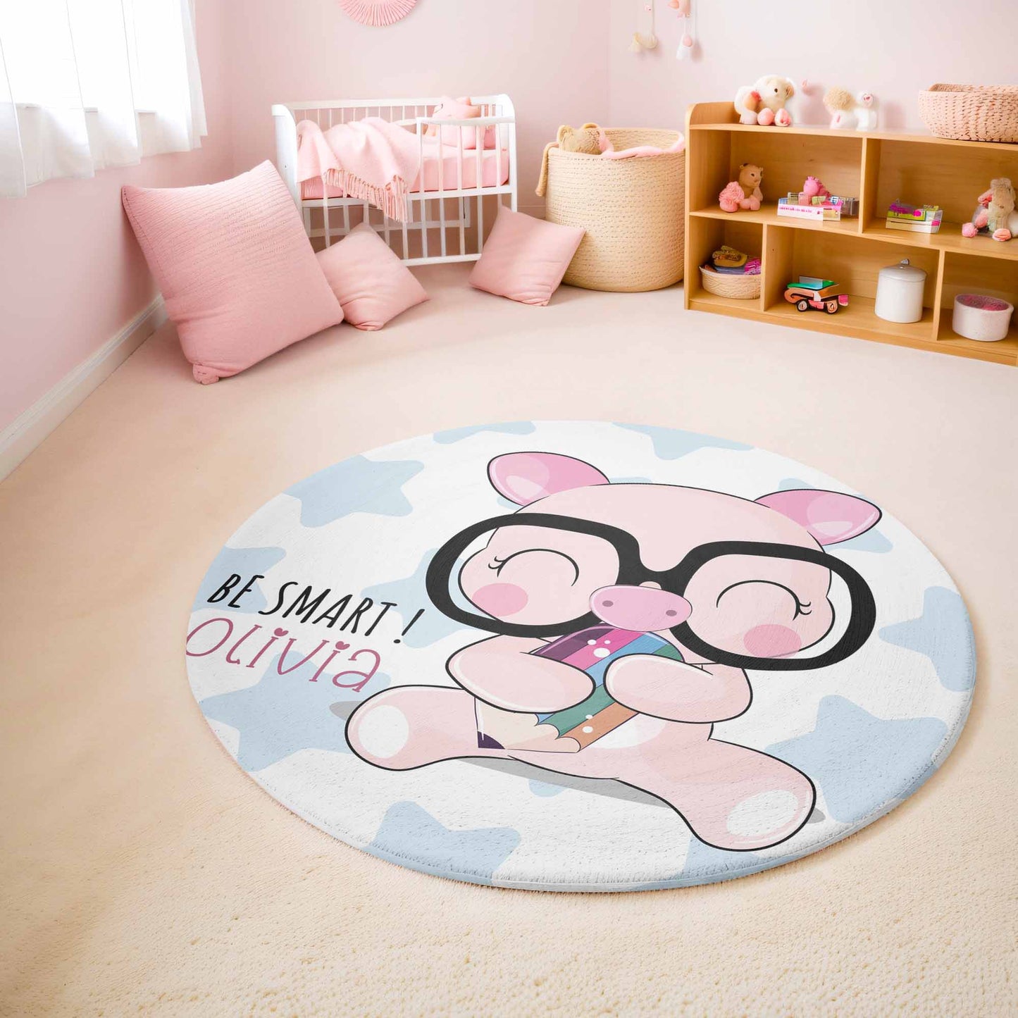 Baby Pig School Round Rug