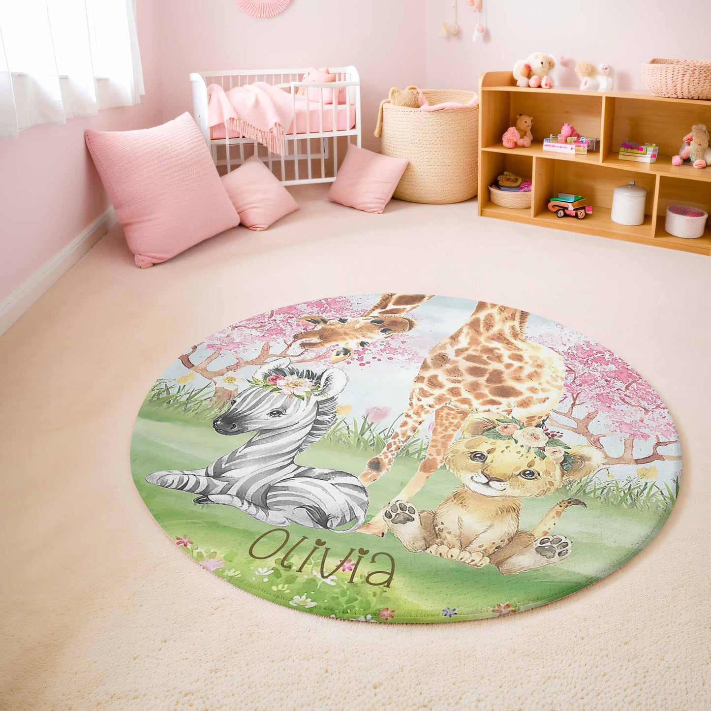 Baby Safari Animals Round Rug