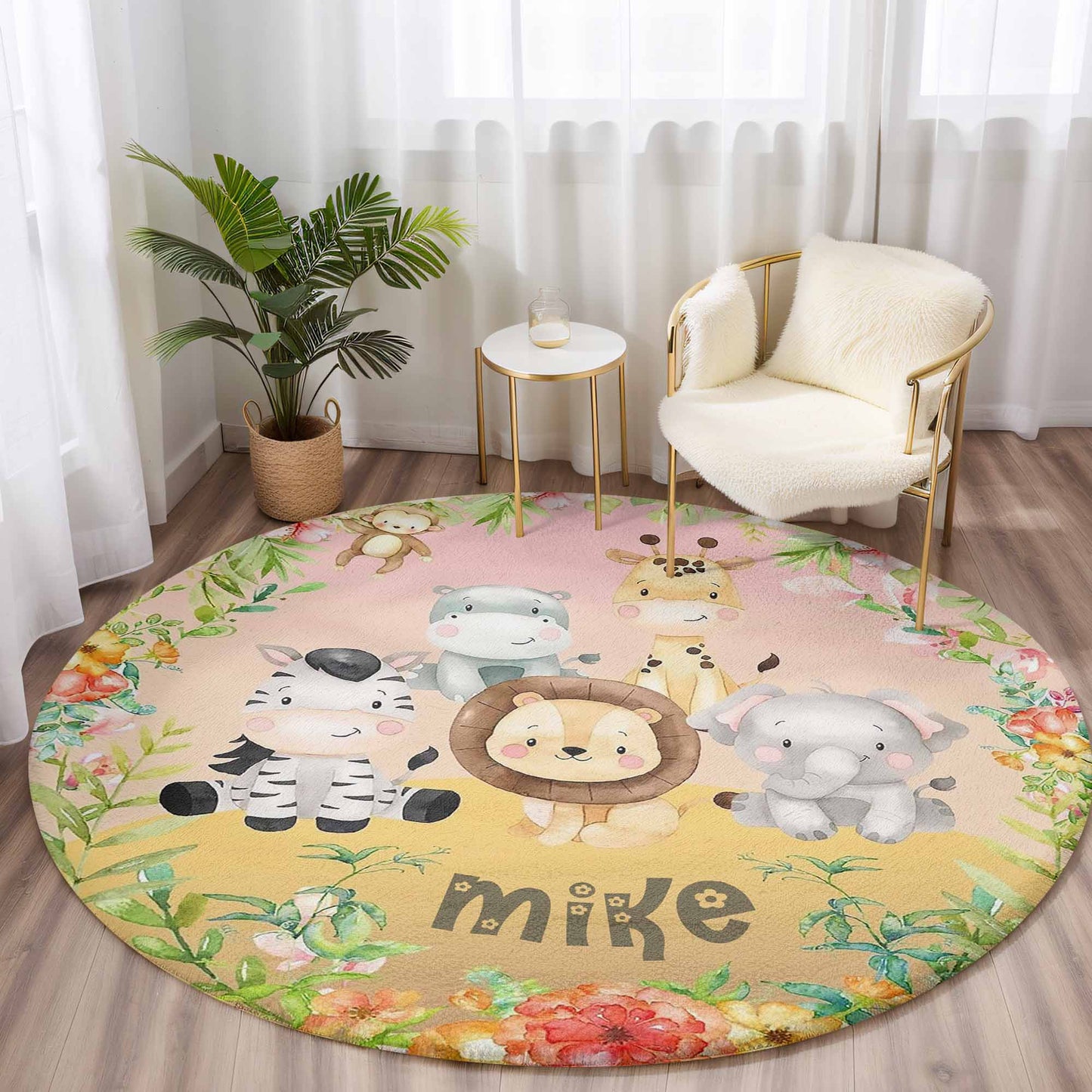 Safari Animals Round Rug