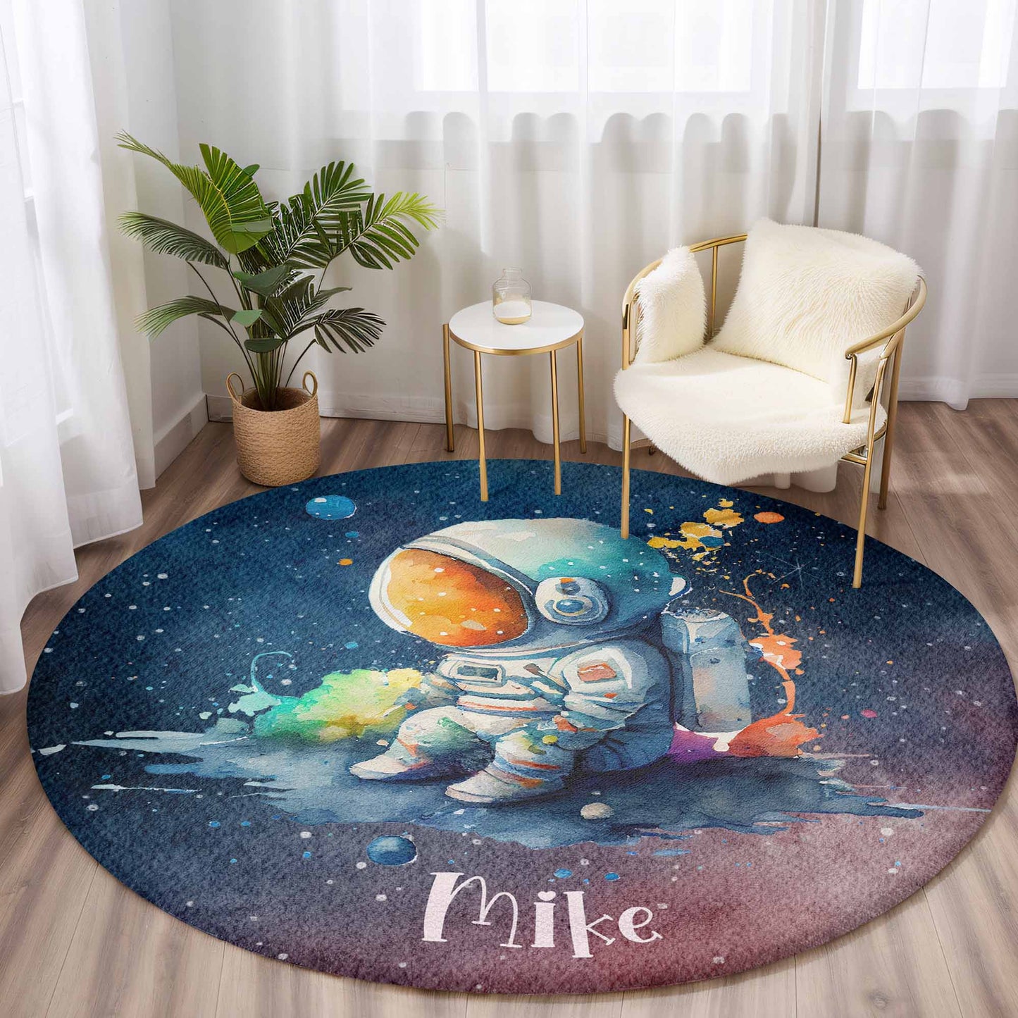 Little Astronaut Space Round Rug