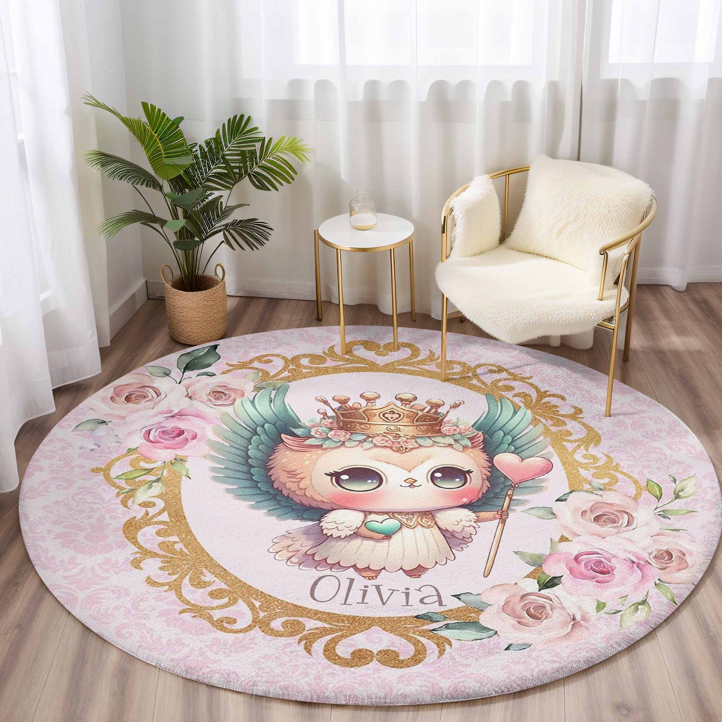 Princess Owl Round Rug