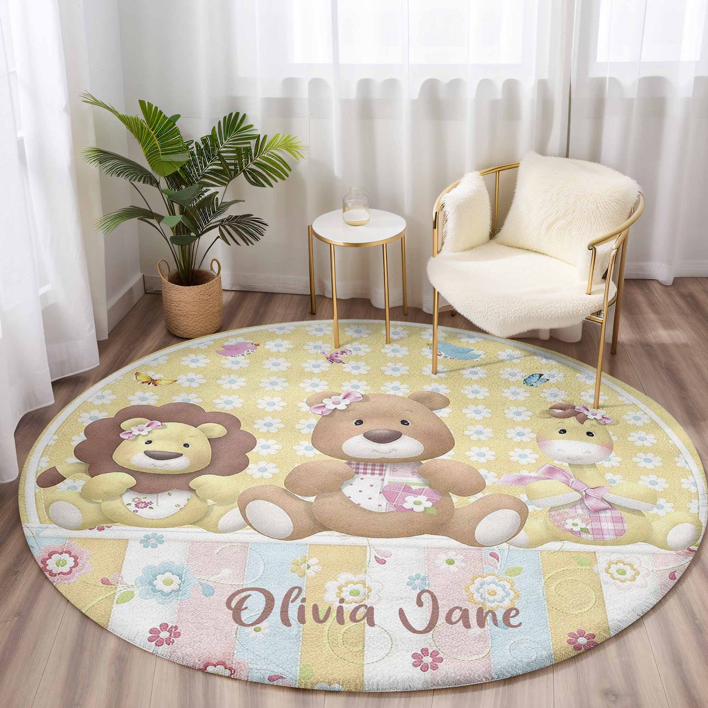 Baby Animal Toy Round Rug