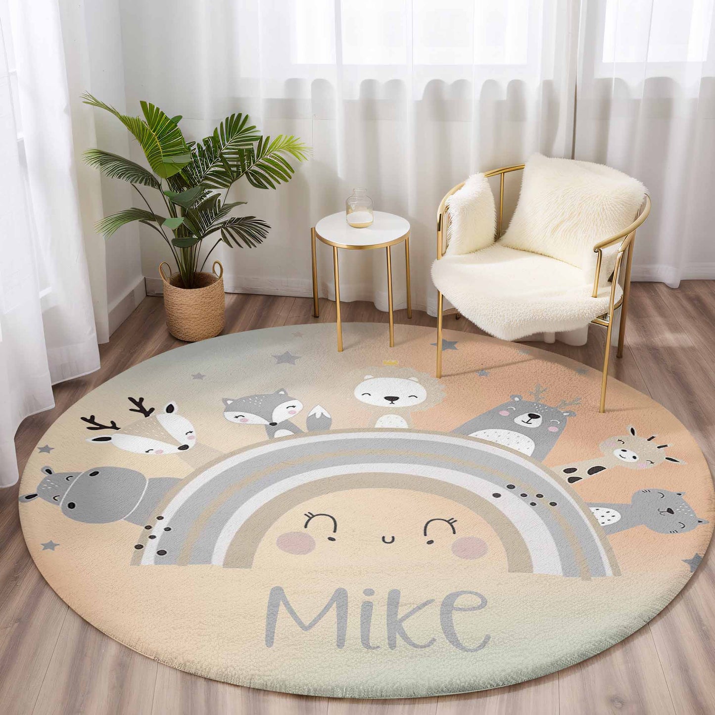 Rainbow Animals Round Rug