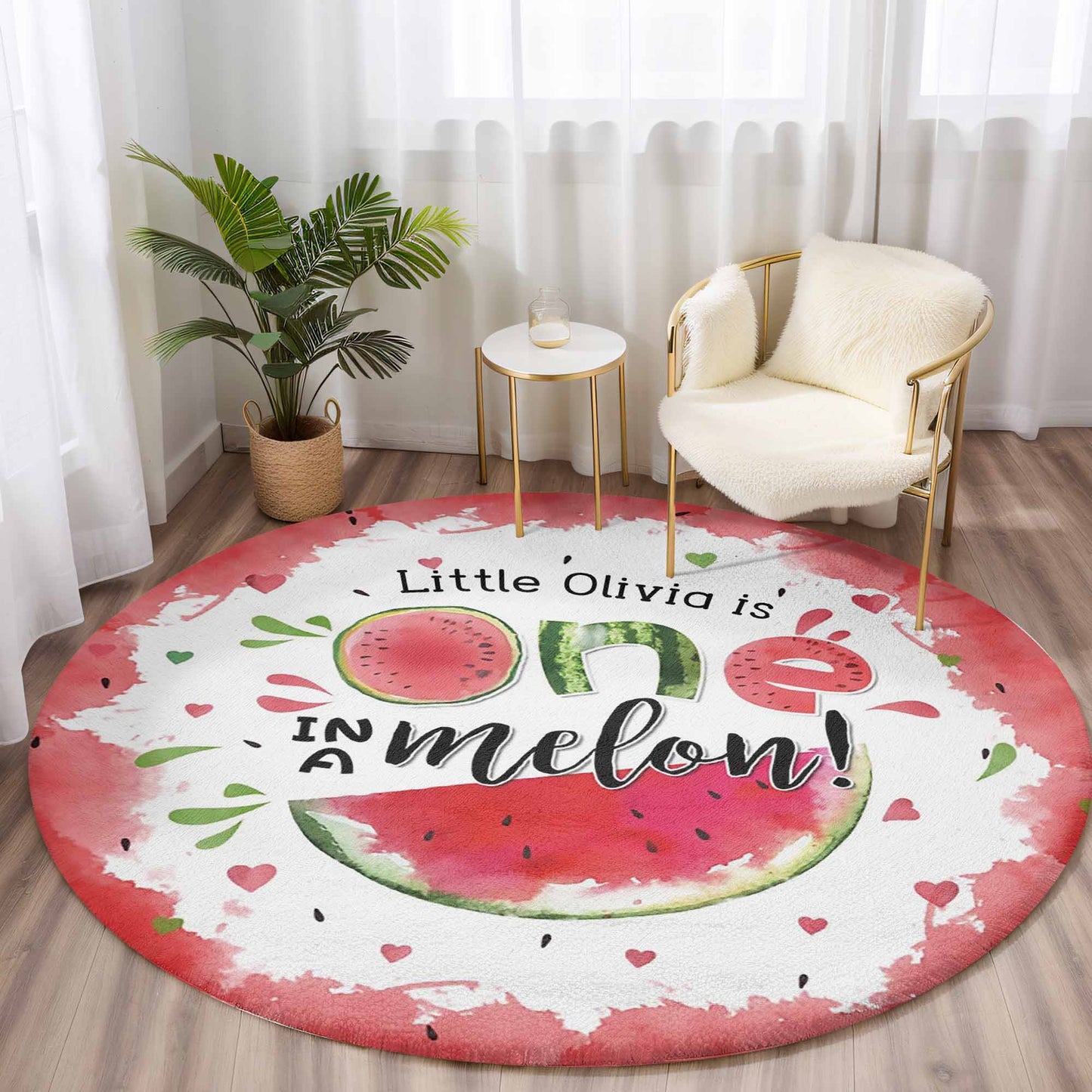 One In A Melon Round Rug