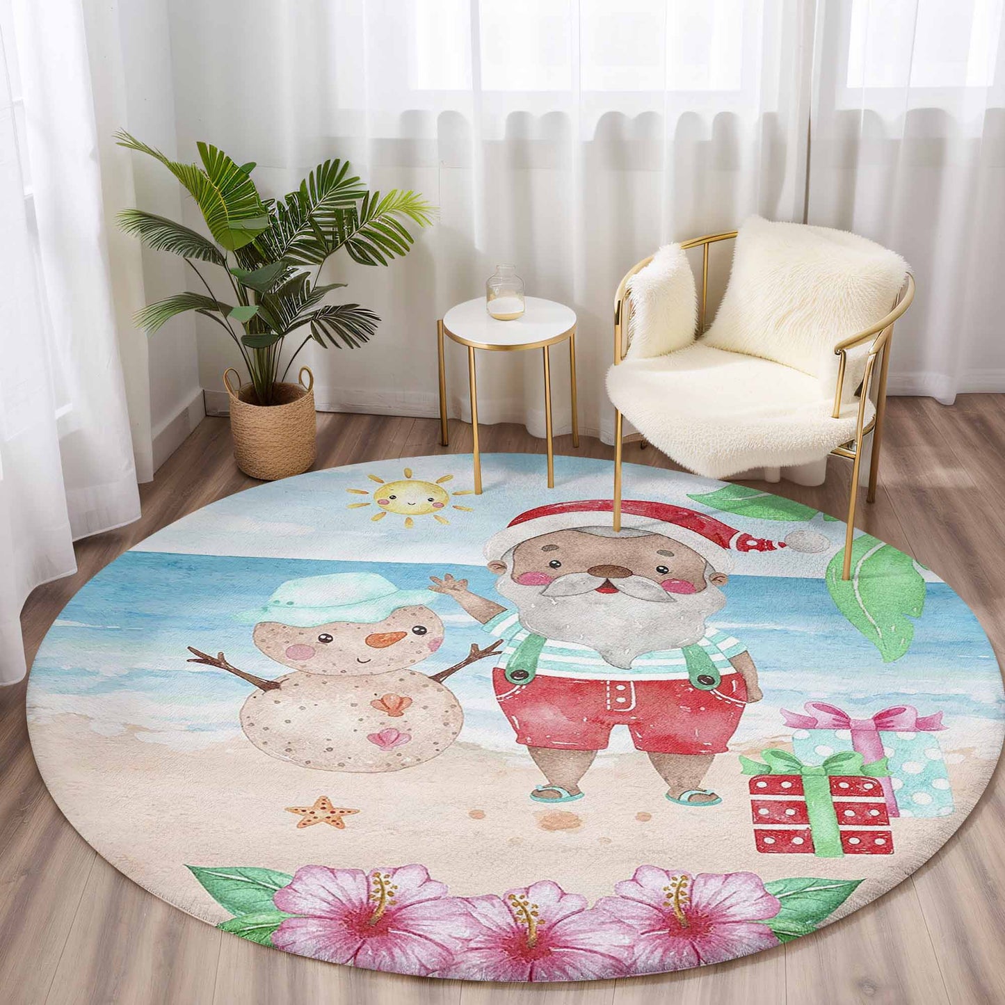 Summer Christmas Round Rug