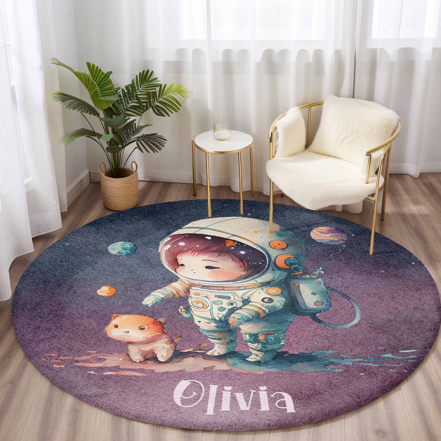 Little Astronaut Round Rug