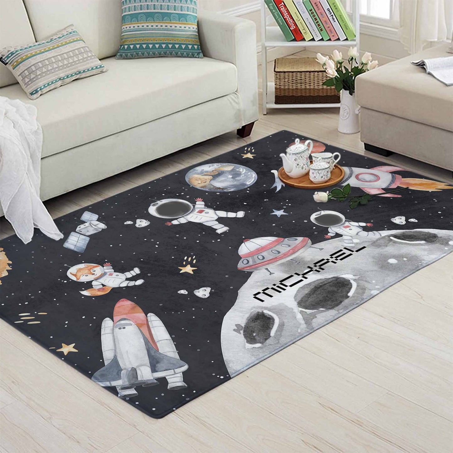 Space Astronaut Playroom Rug