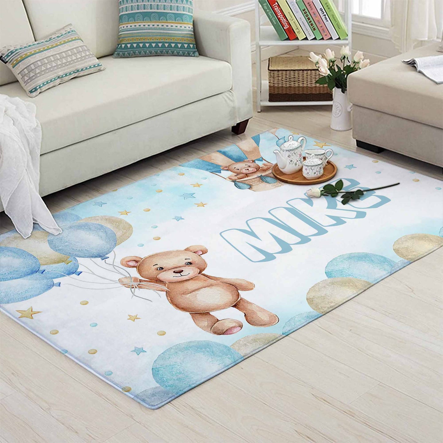 Balloon Teddy Bear Nursery Rug