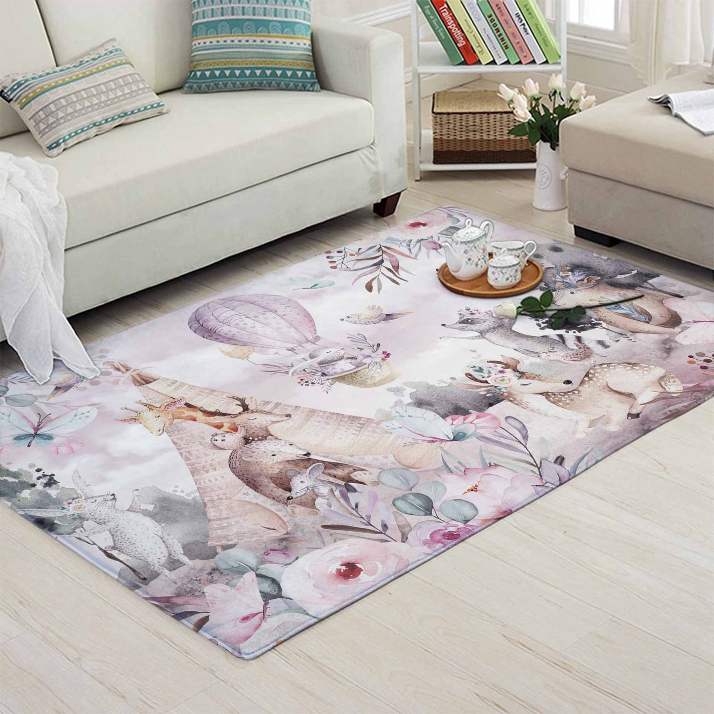 Boho Animals Nursery Rug
