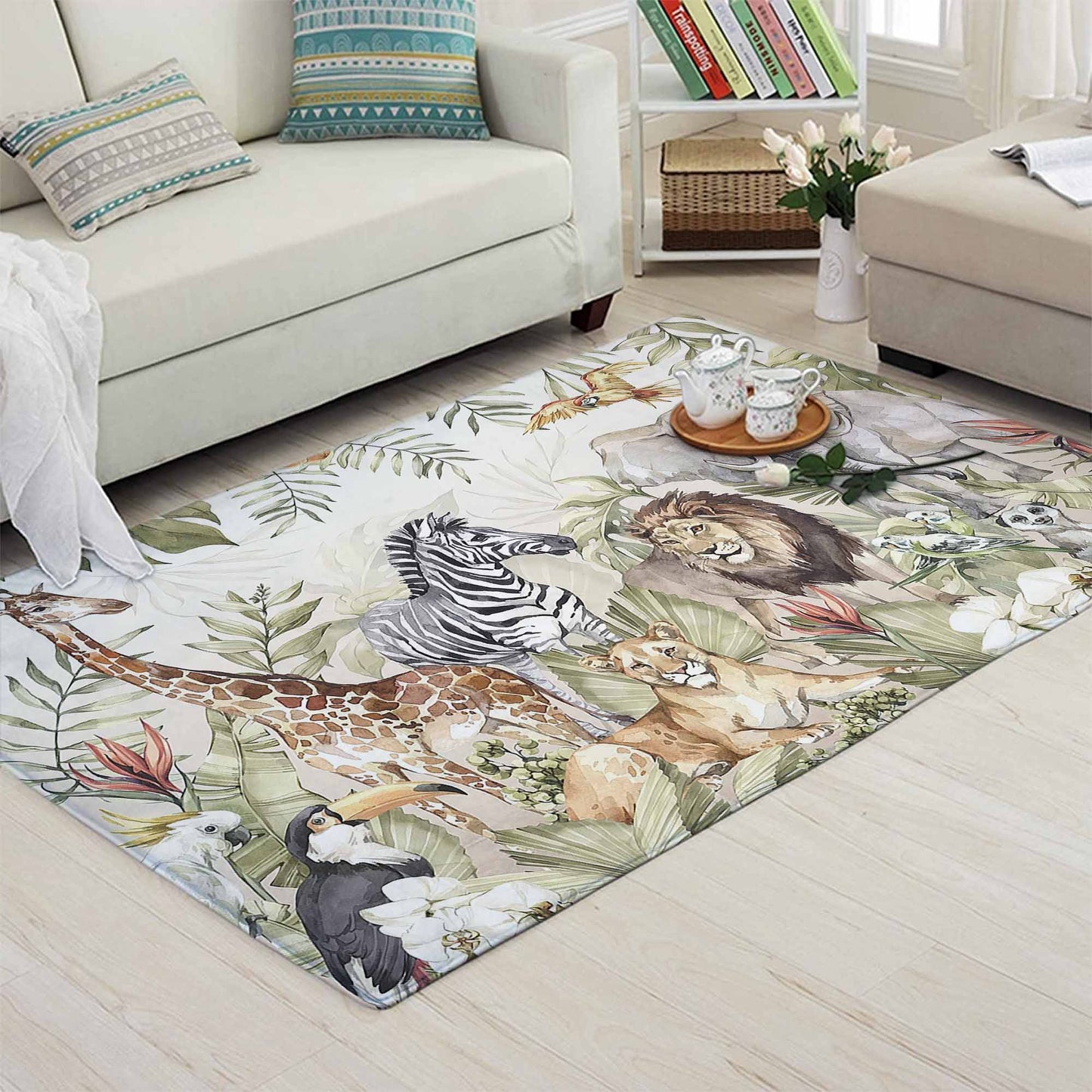 Safari Animals Kids Playroom Rug