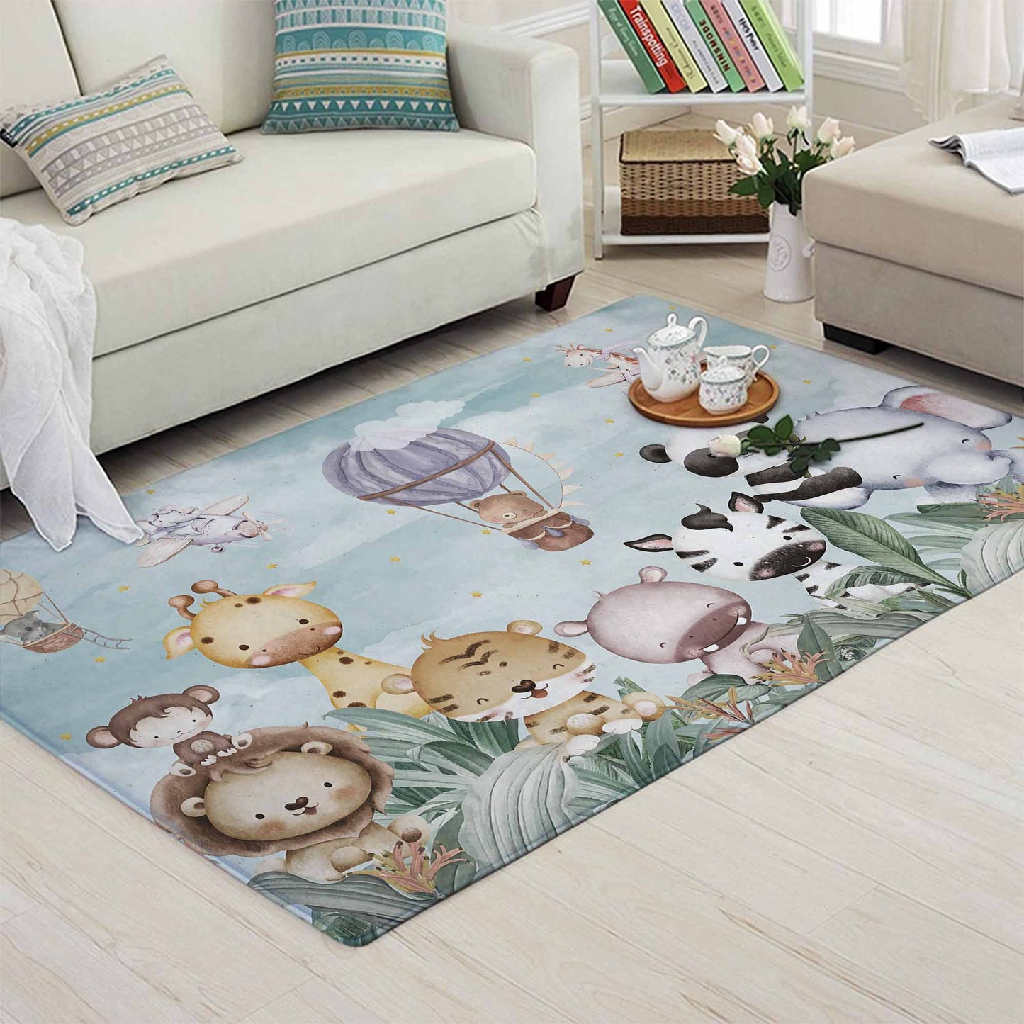 Safari Animals Kids Playroom Rug