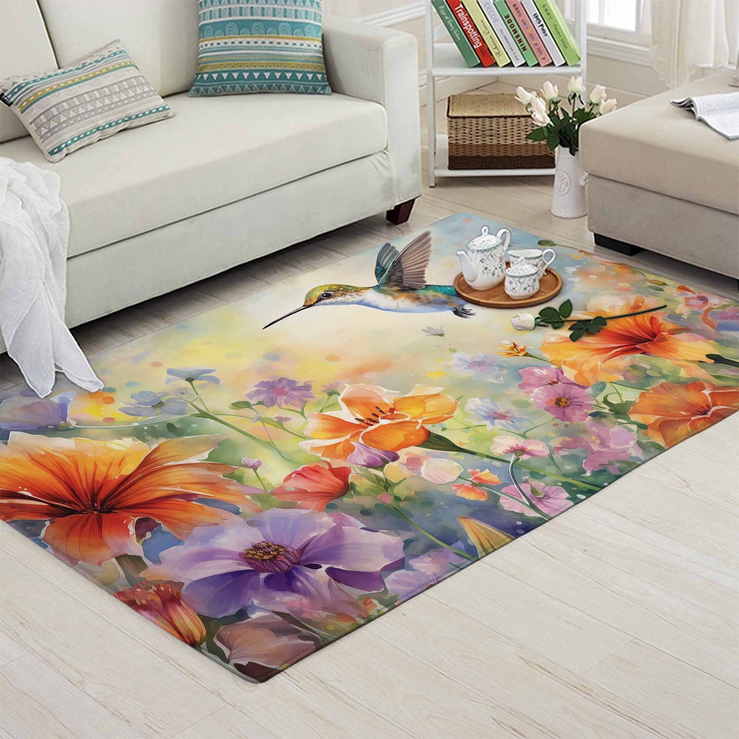 Hummingbird Floral Rug
