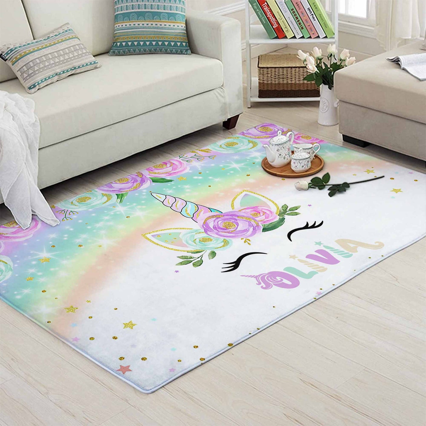 Rainbow Unicorn Nursery Rug