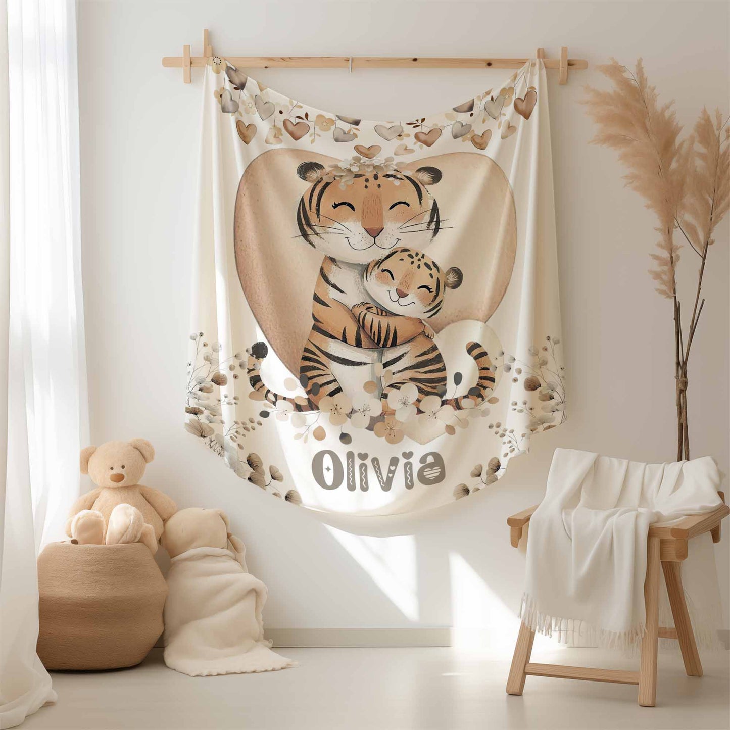 Mom And Baby Tiger Blanket