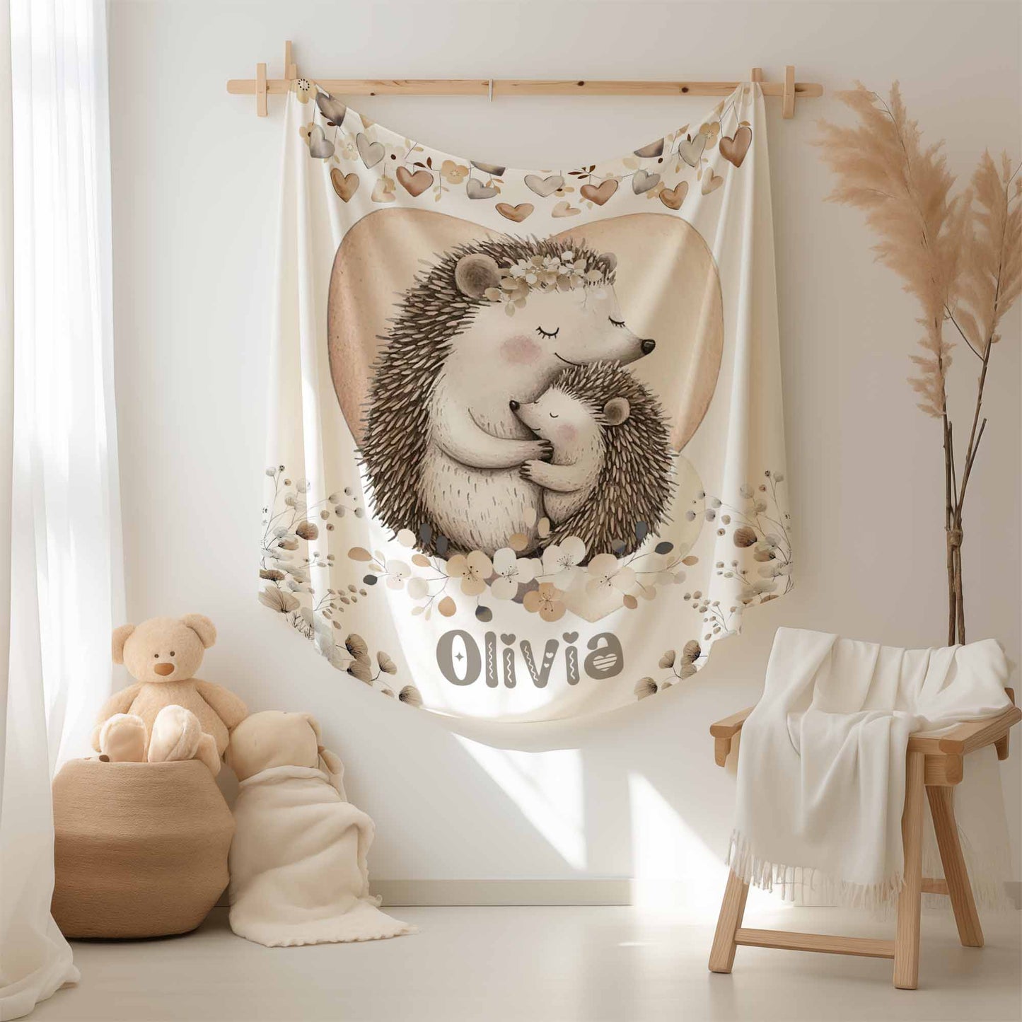 Mom And Baby Hedgehog Blanket