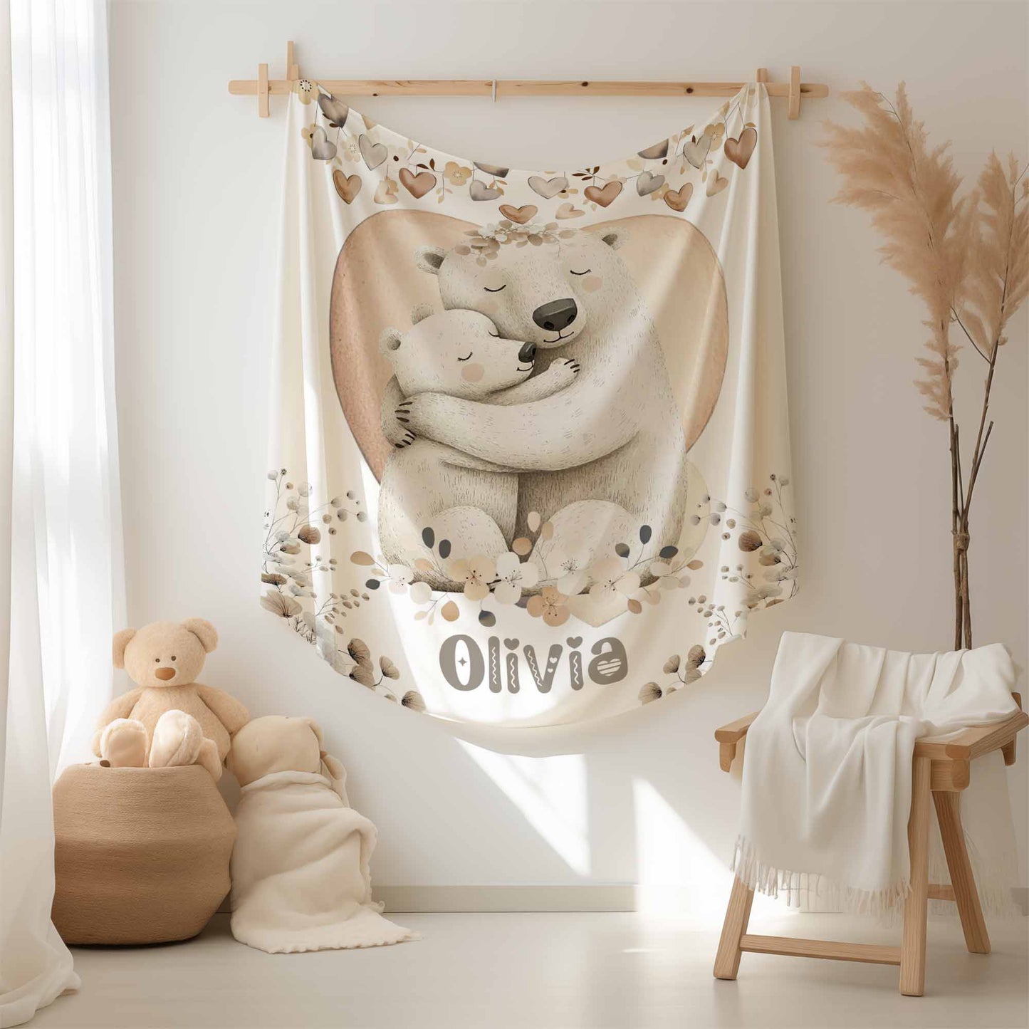 Mom And Baby Polar Bear Blanket