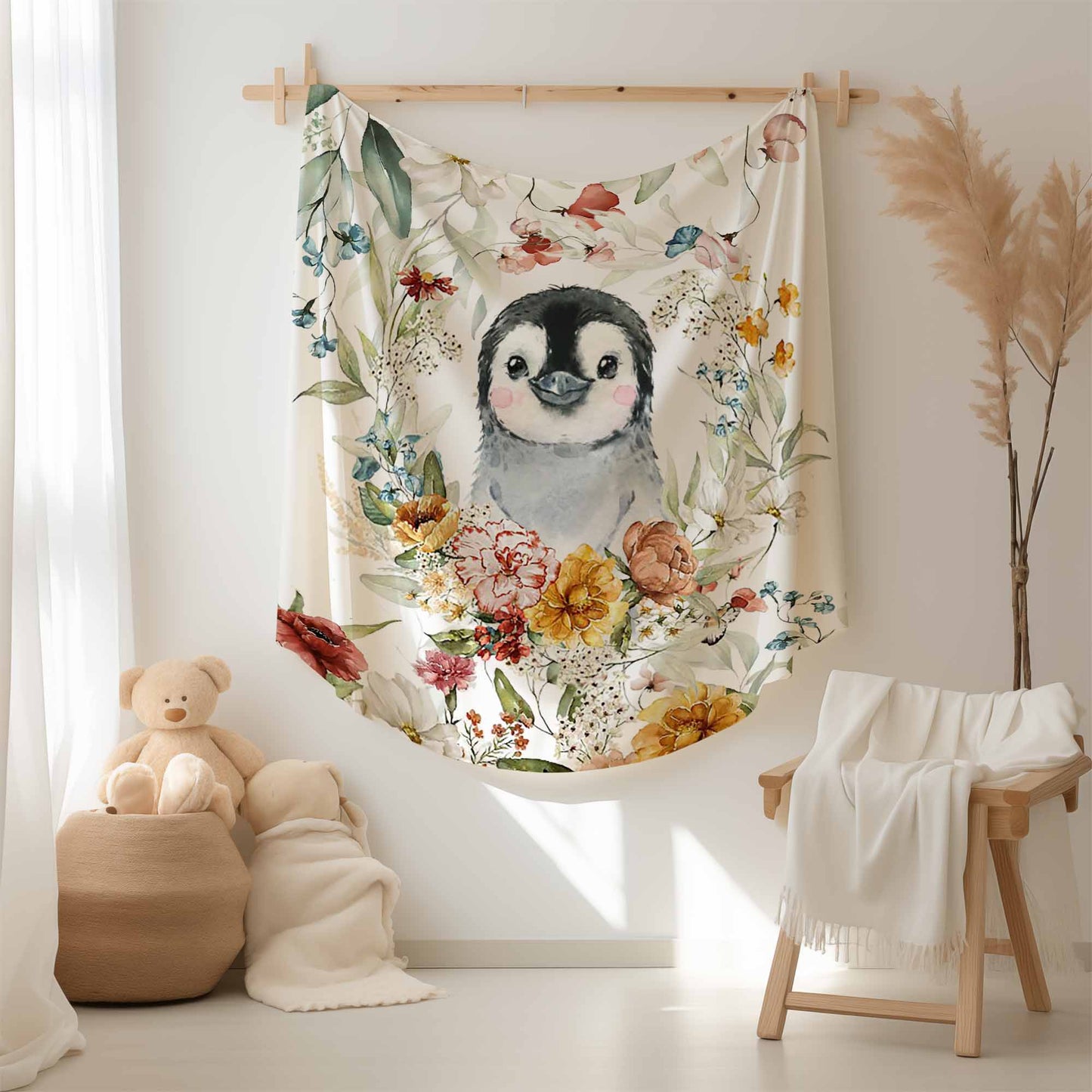 Floral Penguin Blanket