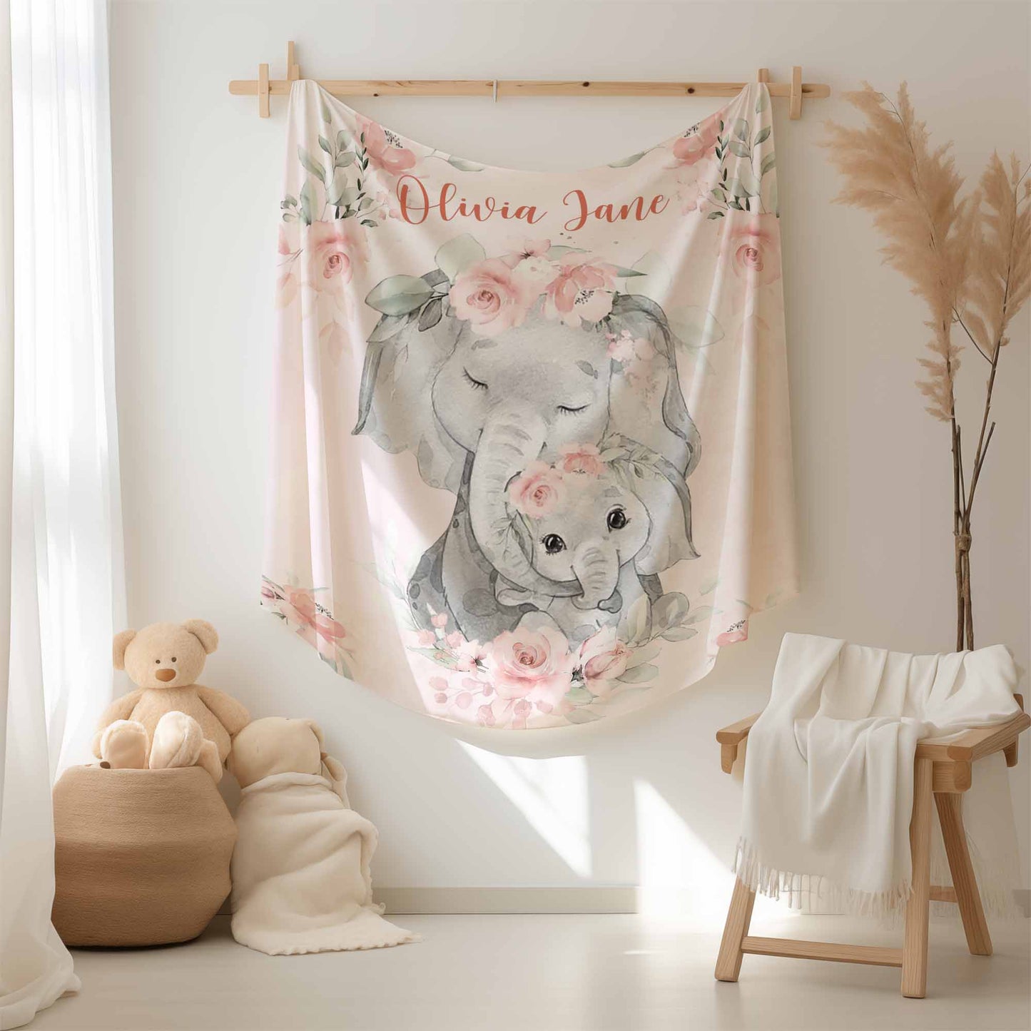 Mum And Baby Elephant Blanket