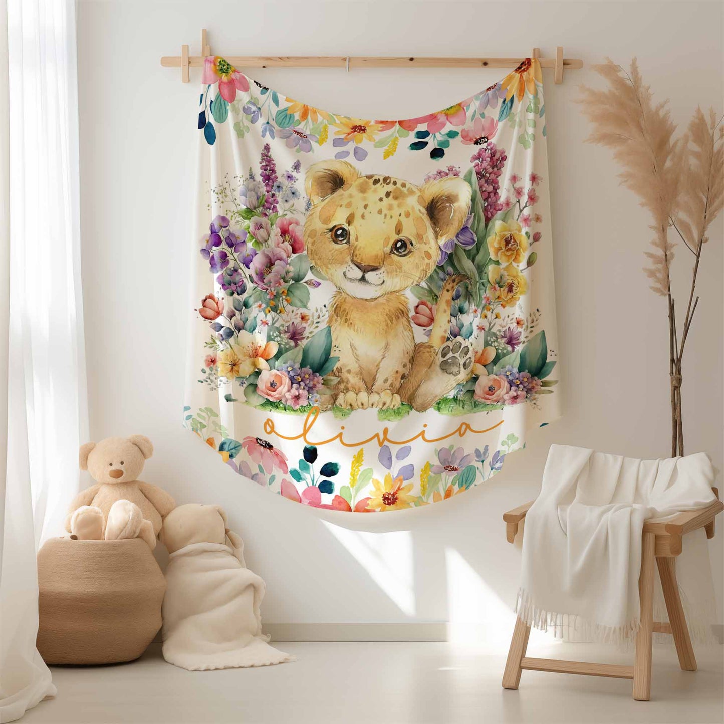 Floral Lion Blanket