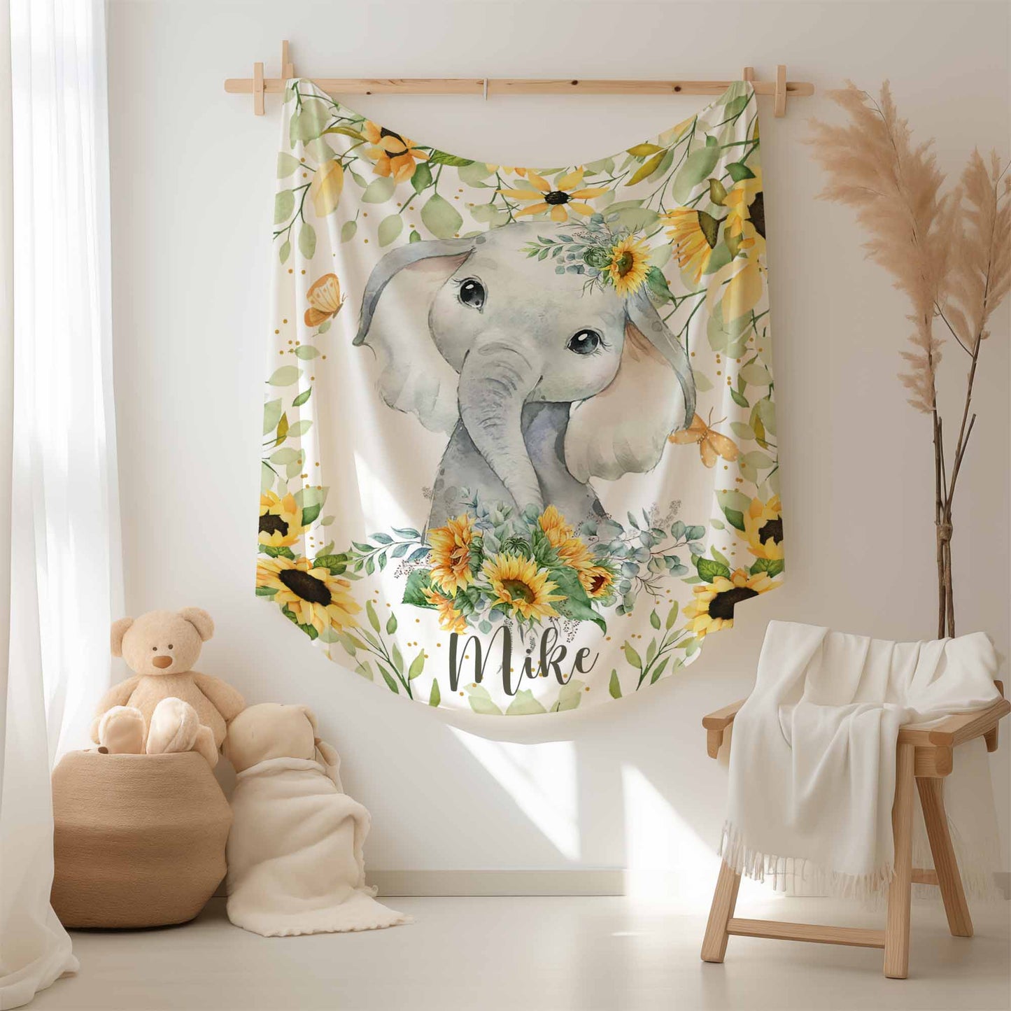 Elephant Sunflower Blanket