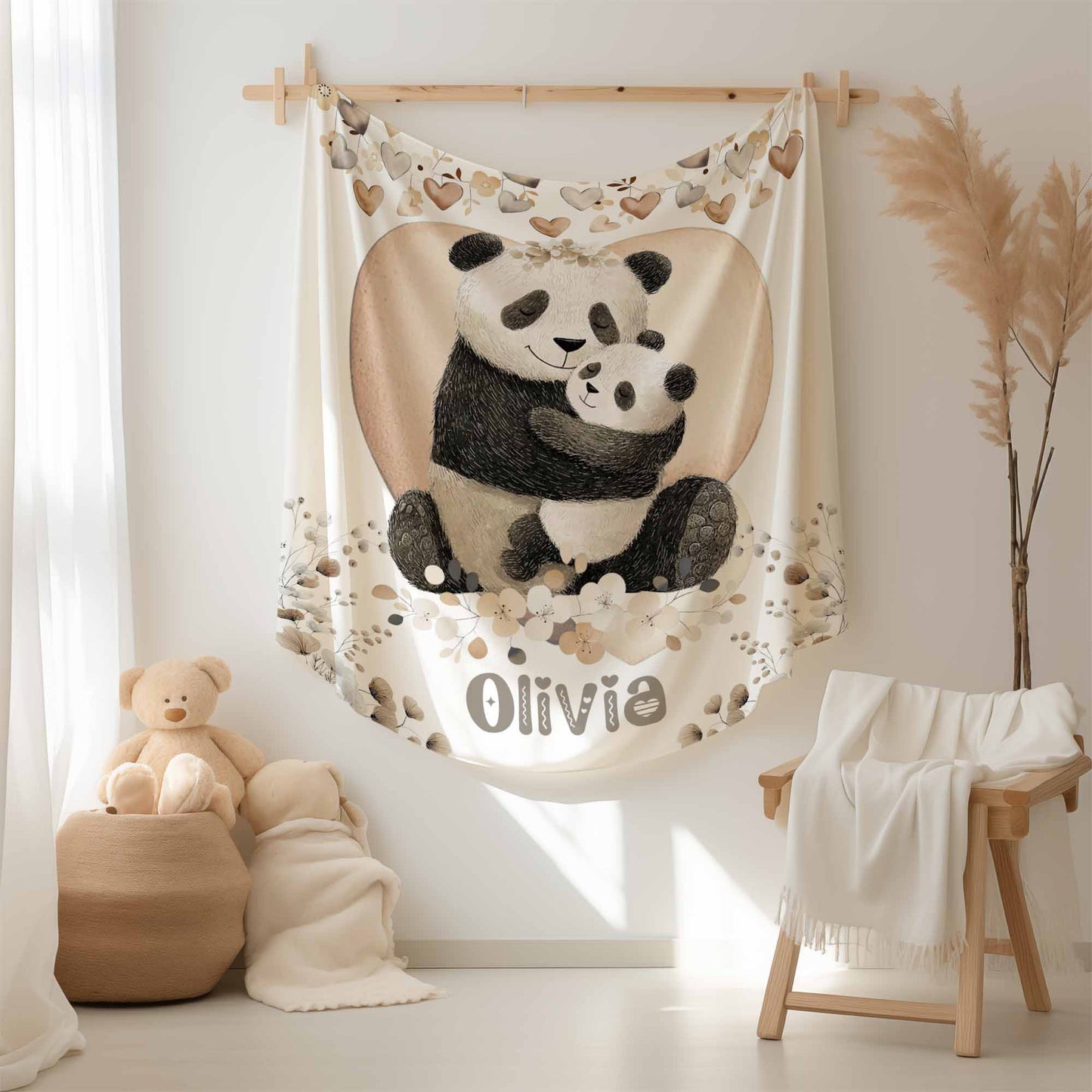 Mom And Baby Panda Blanket