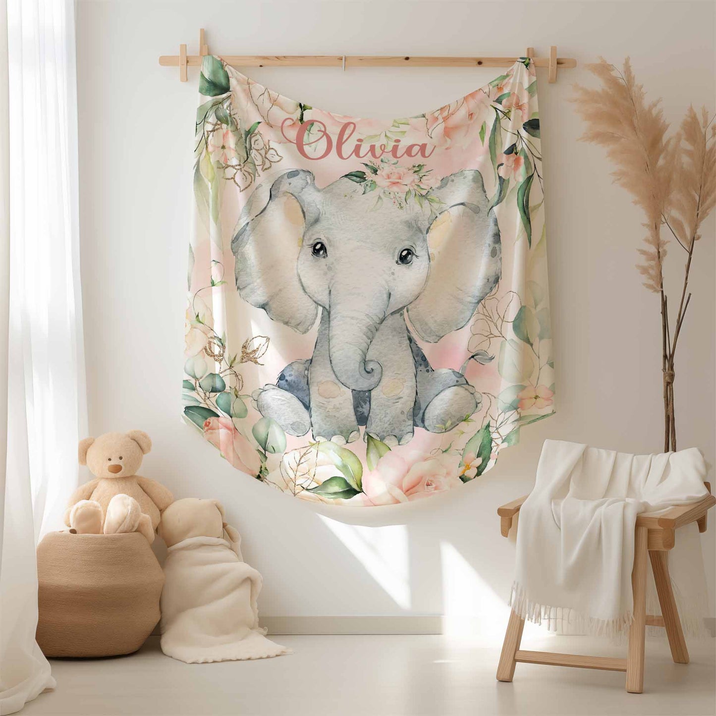Floral Elephant Blanket