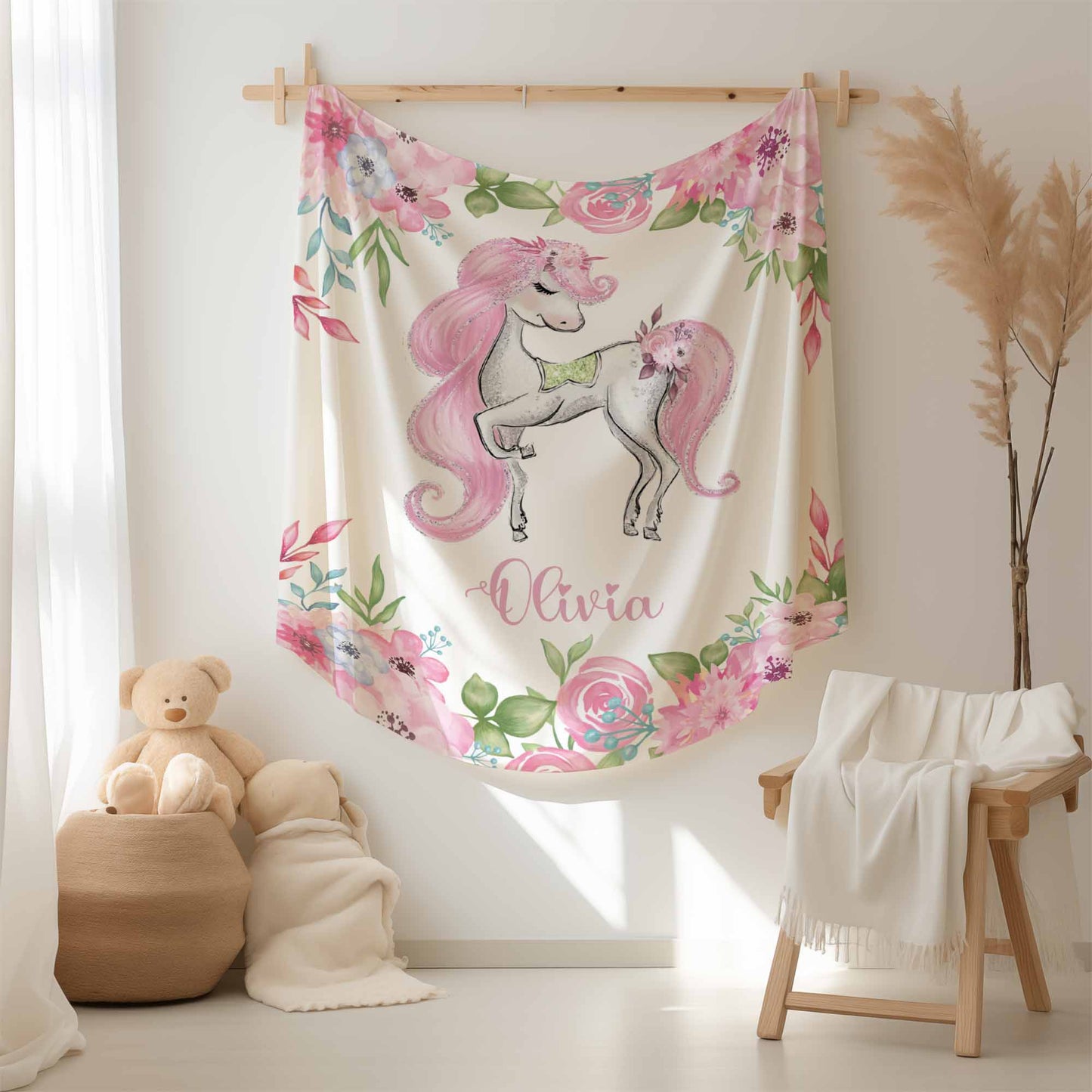 Floral Unicorn Blanket