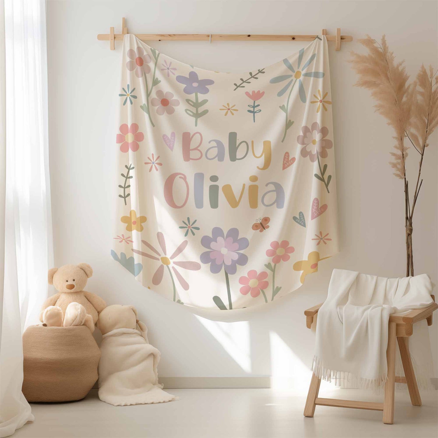 Floral Baby Name Blanket