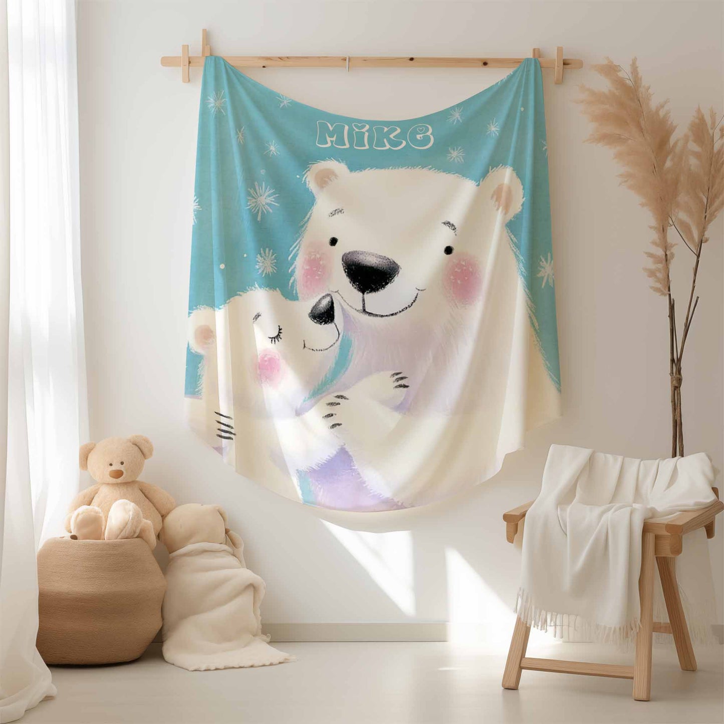 Mom And Baby Polar Bear Blanket