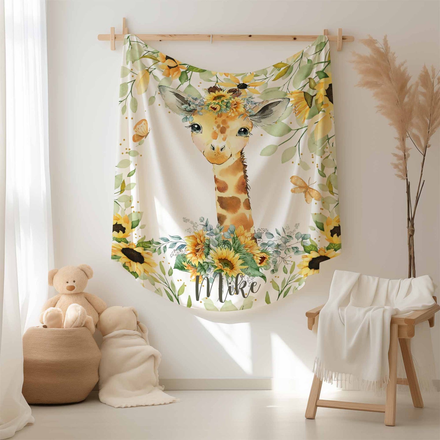 Giraffe Sunflower Blanket