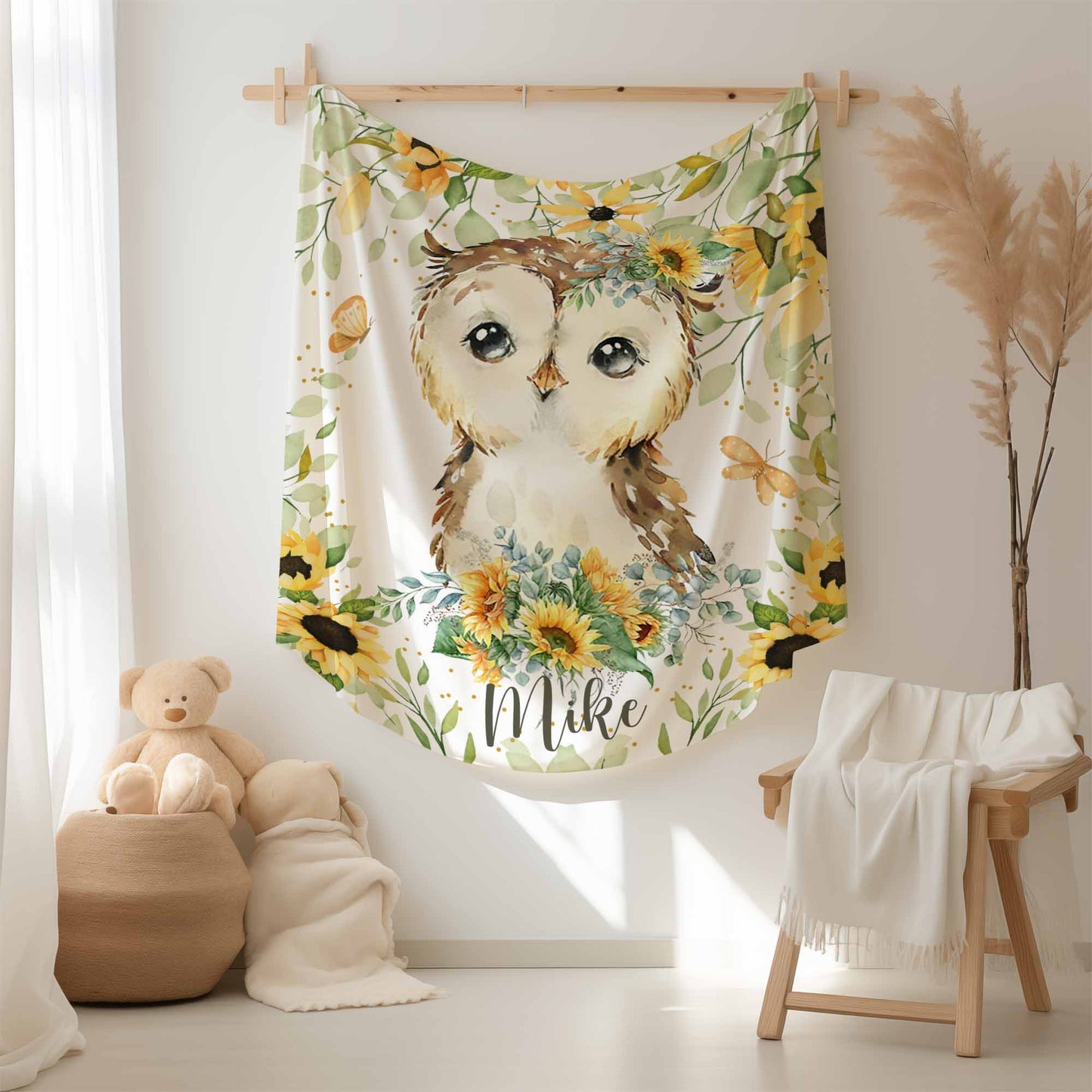 Owl Sunflower Blanket