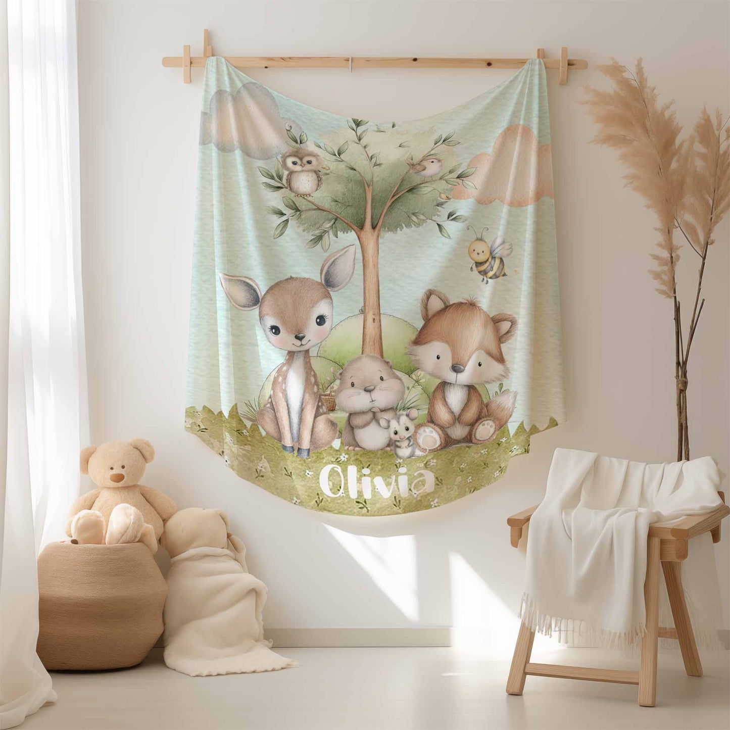 Woodland Animals Baby Blanket